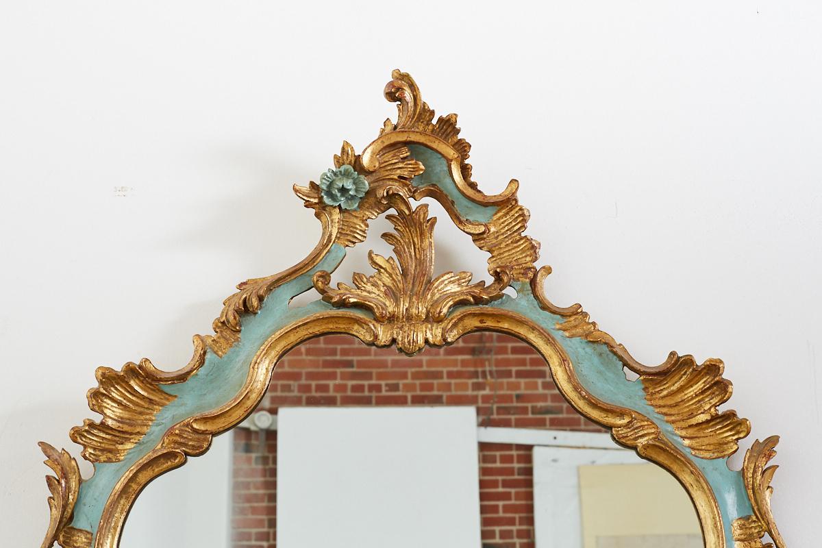 Giltwood 19th Century Italian Rococo Style Cartouche Mirror