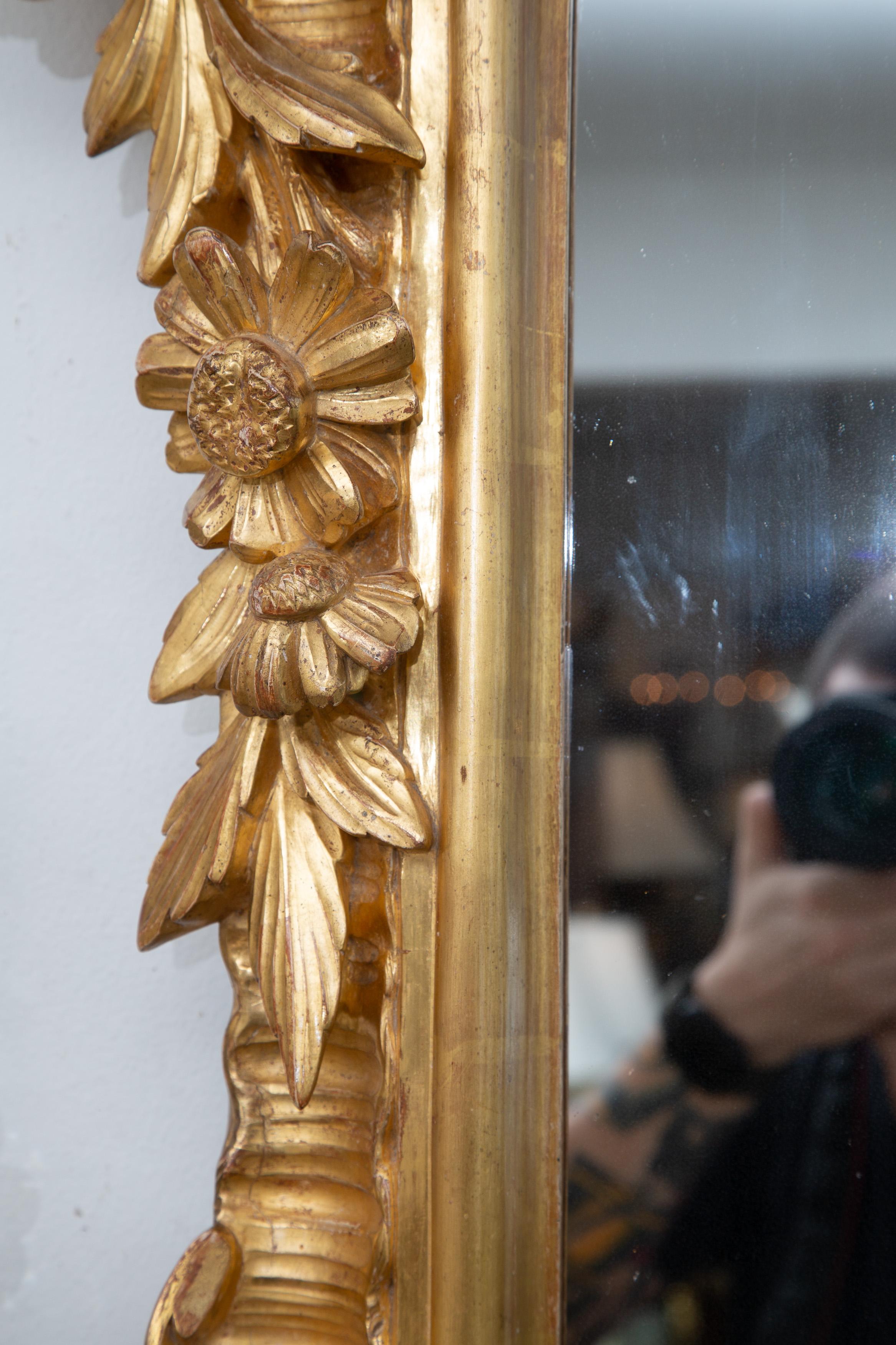Mid-19th Century 19th Century Italian Rococo Style Giltwood Mirror For Sale