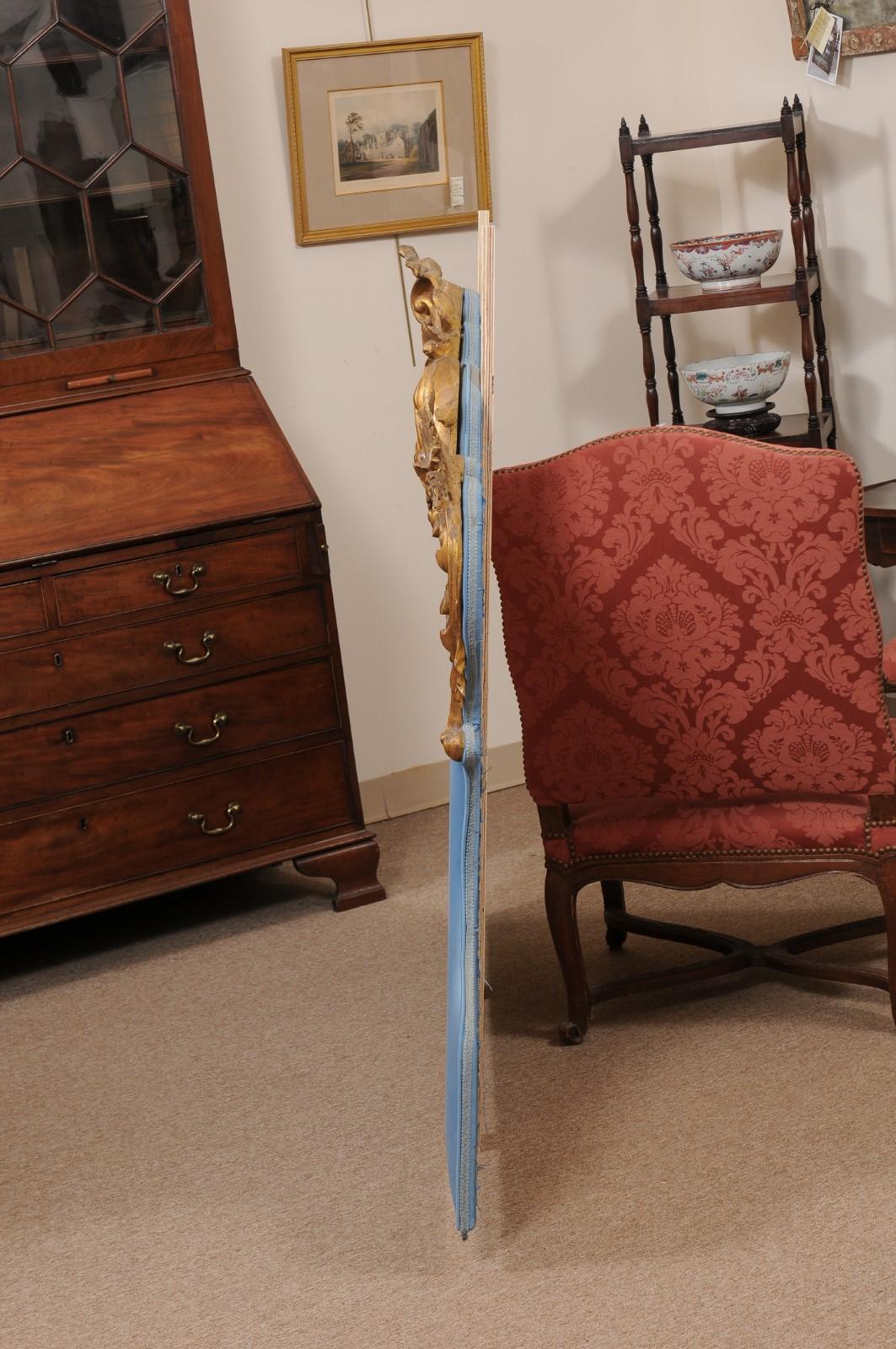 19th Century Italian Rococo Style Giltwood & Upholstered Headboard 7