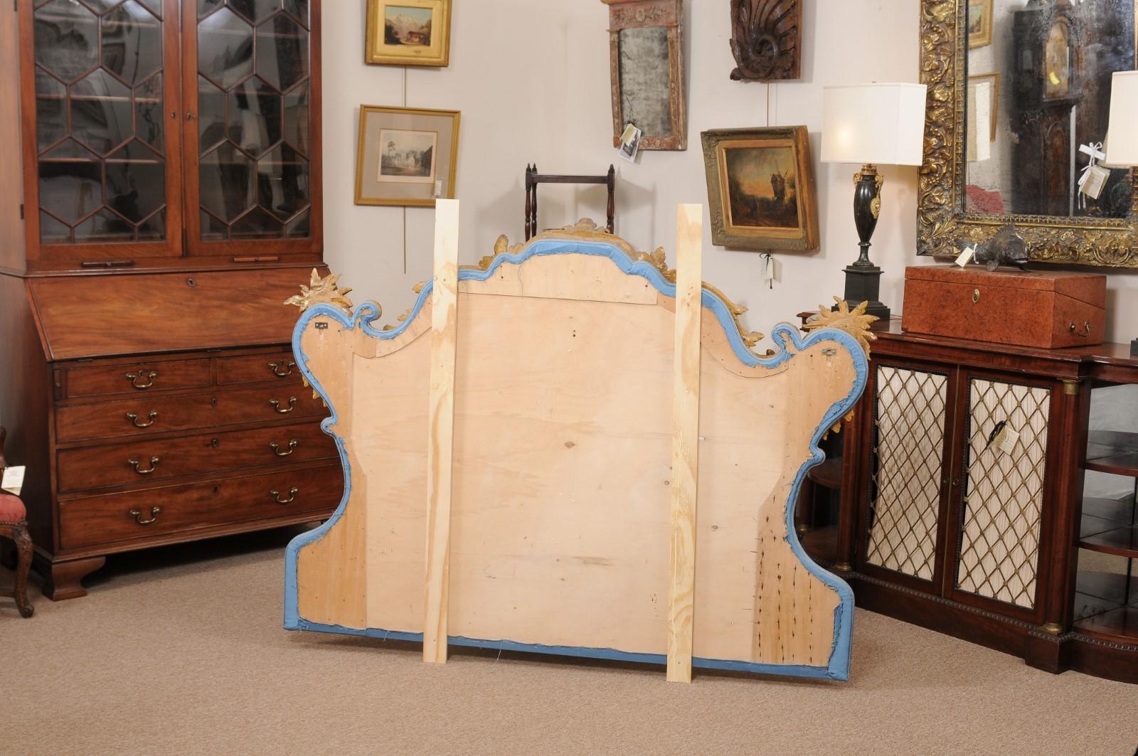 19th Century Italian Rococo Style Giltwood & Upholstered Headboard 8