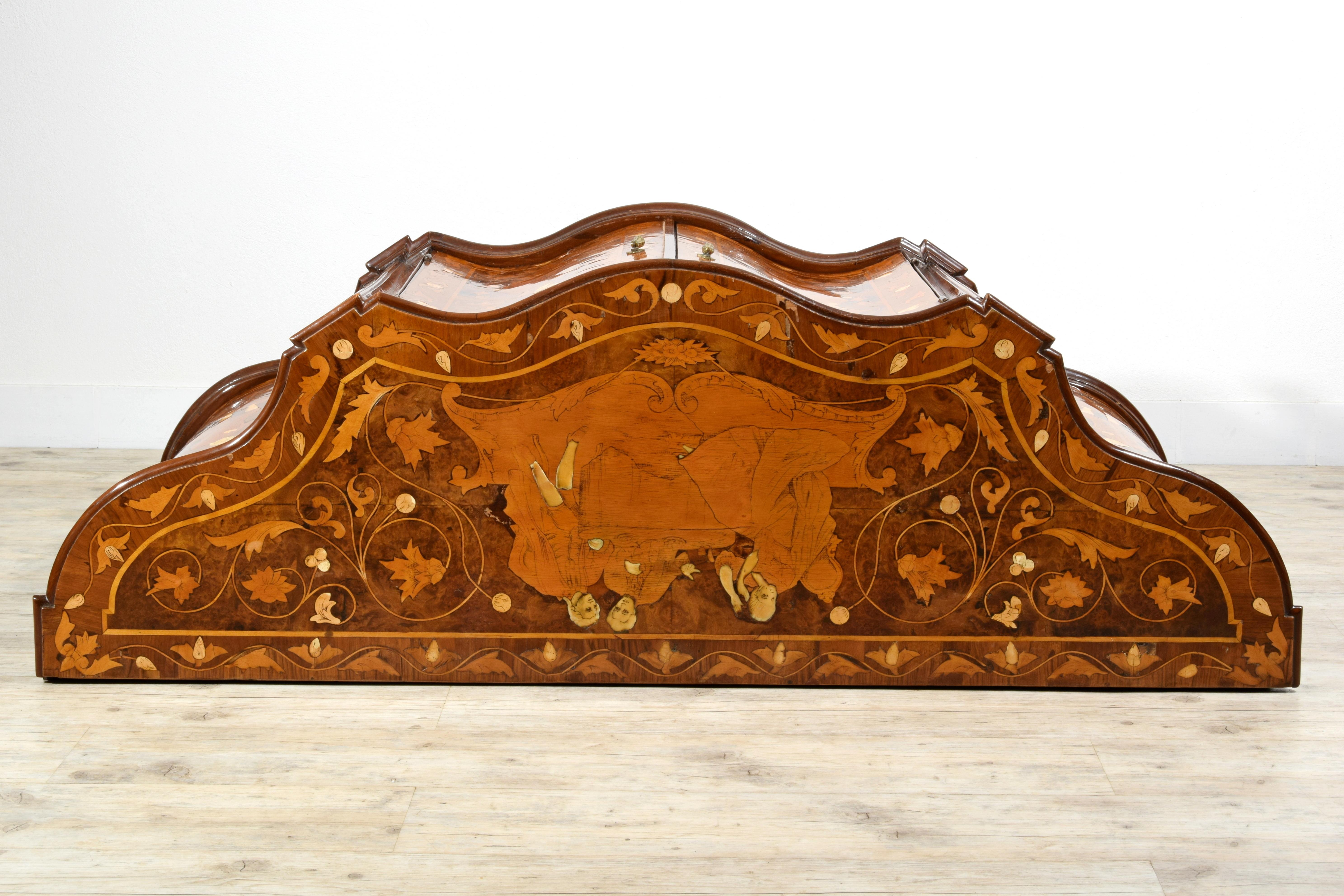 19th Century, Italian Rococo Style Inlay Wood Sideboard For Sale 9