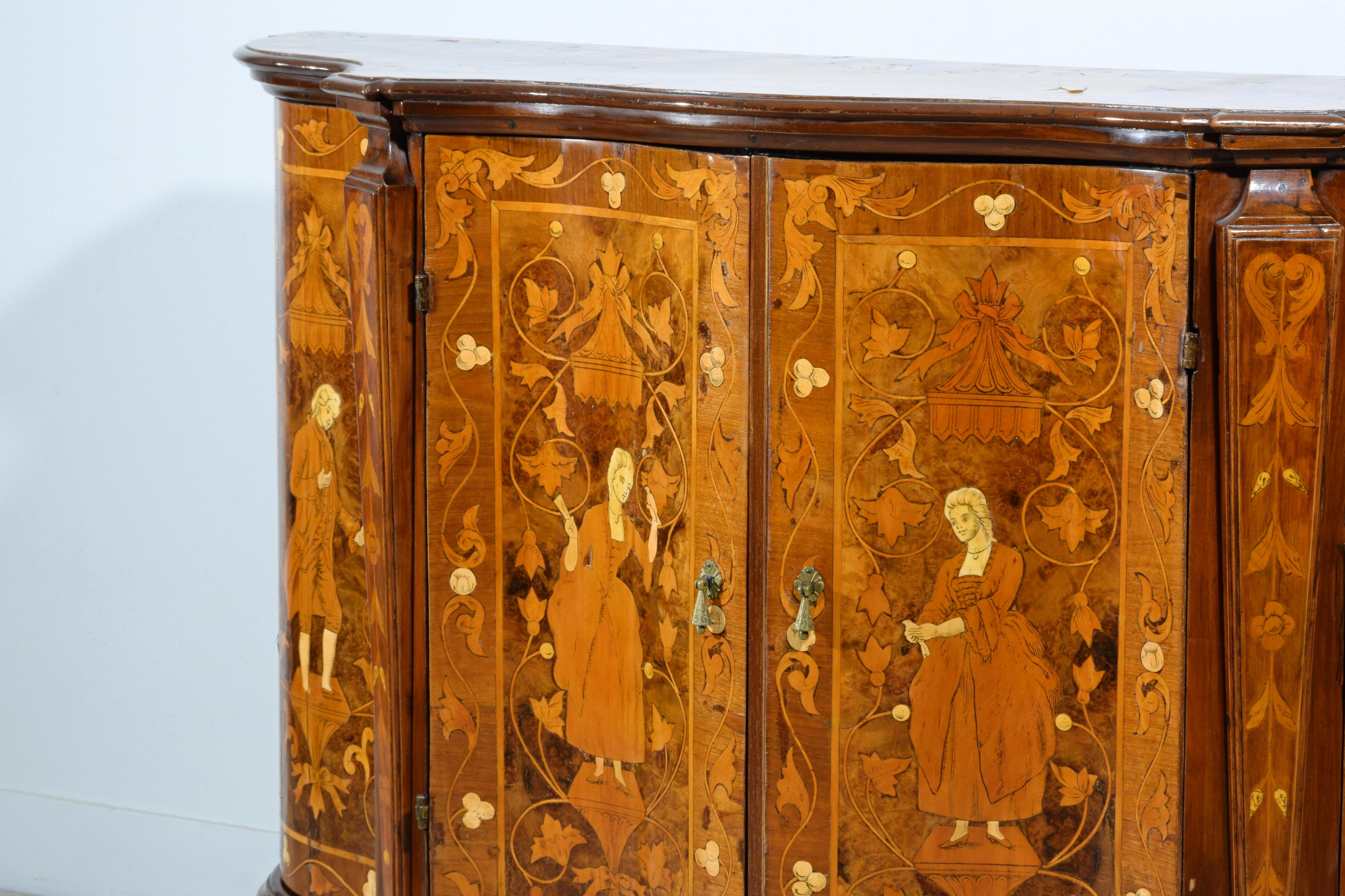 19th Century, Italian Rococo Style Inlay Wood Sideboard For Sale 10