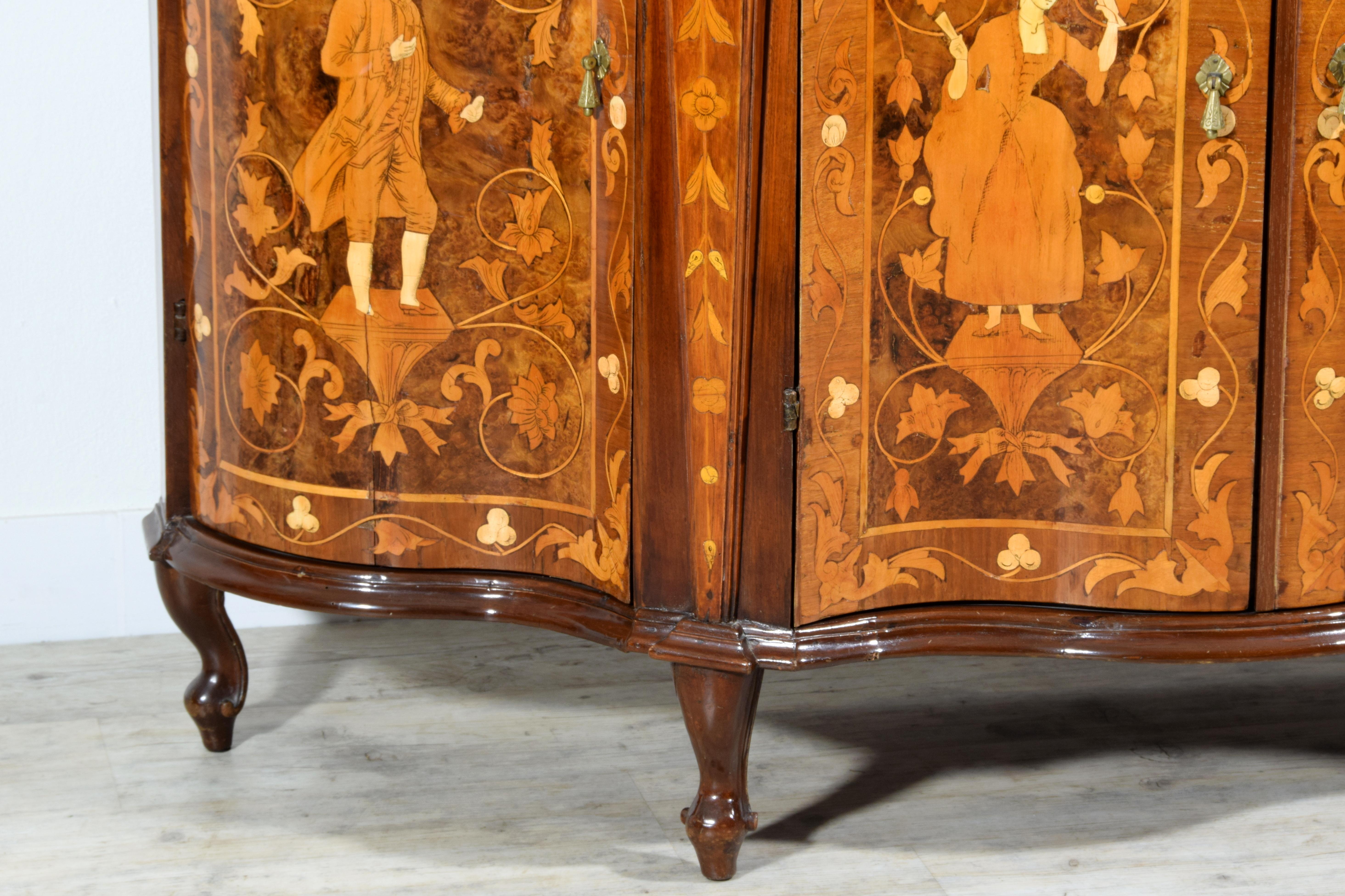 19th Century, Italian Rococo Style Inlay Wood Sideboard For Sale 11