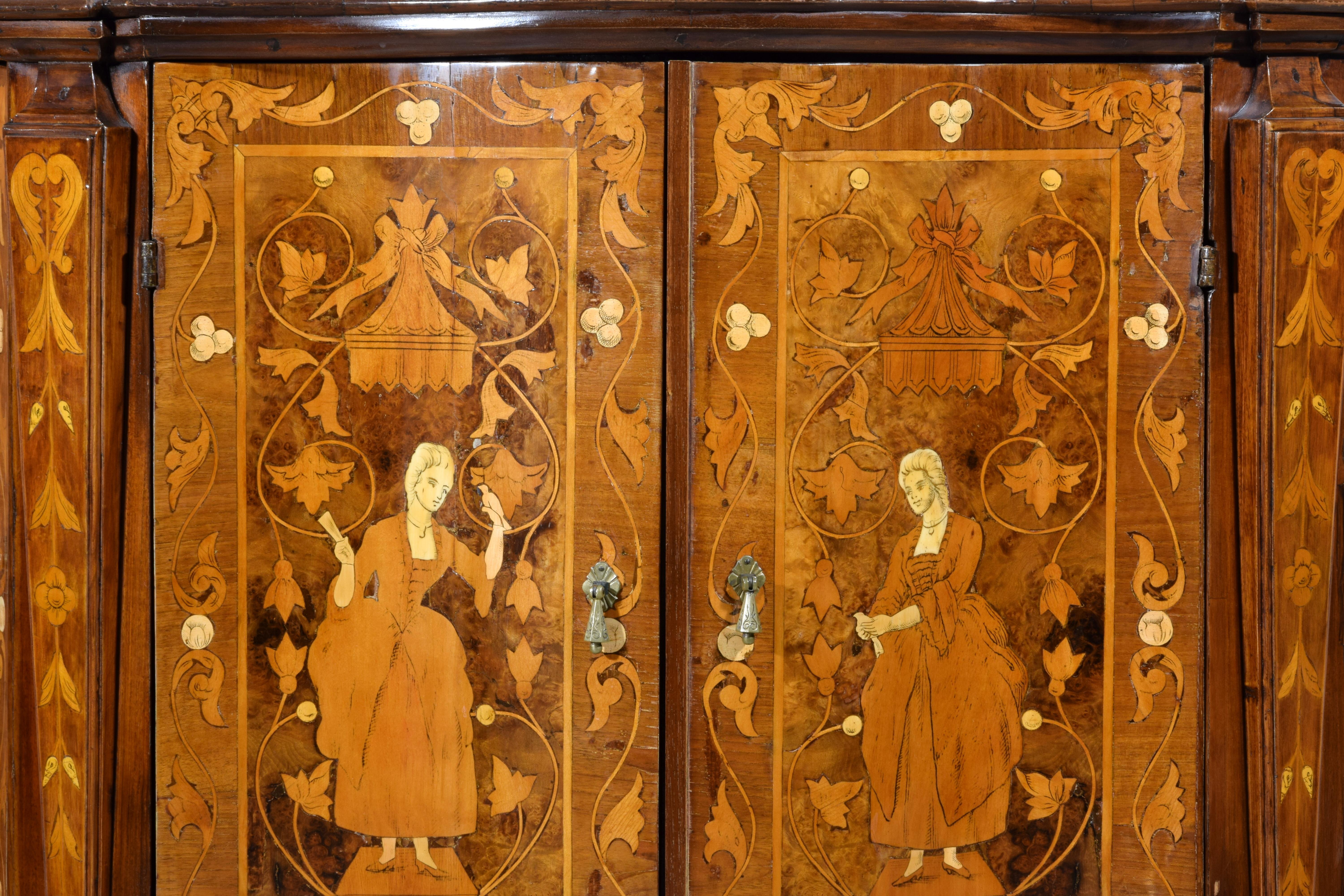 19th Century, Italian Rococo Style Inlay Wood Sideboard For Sale 15