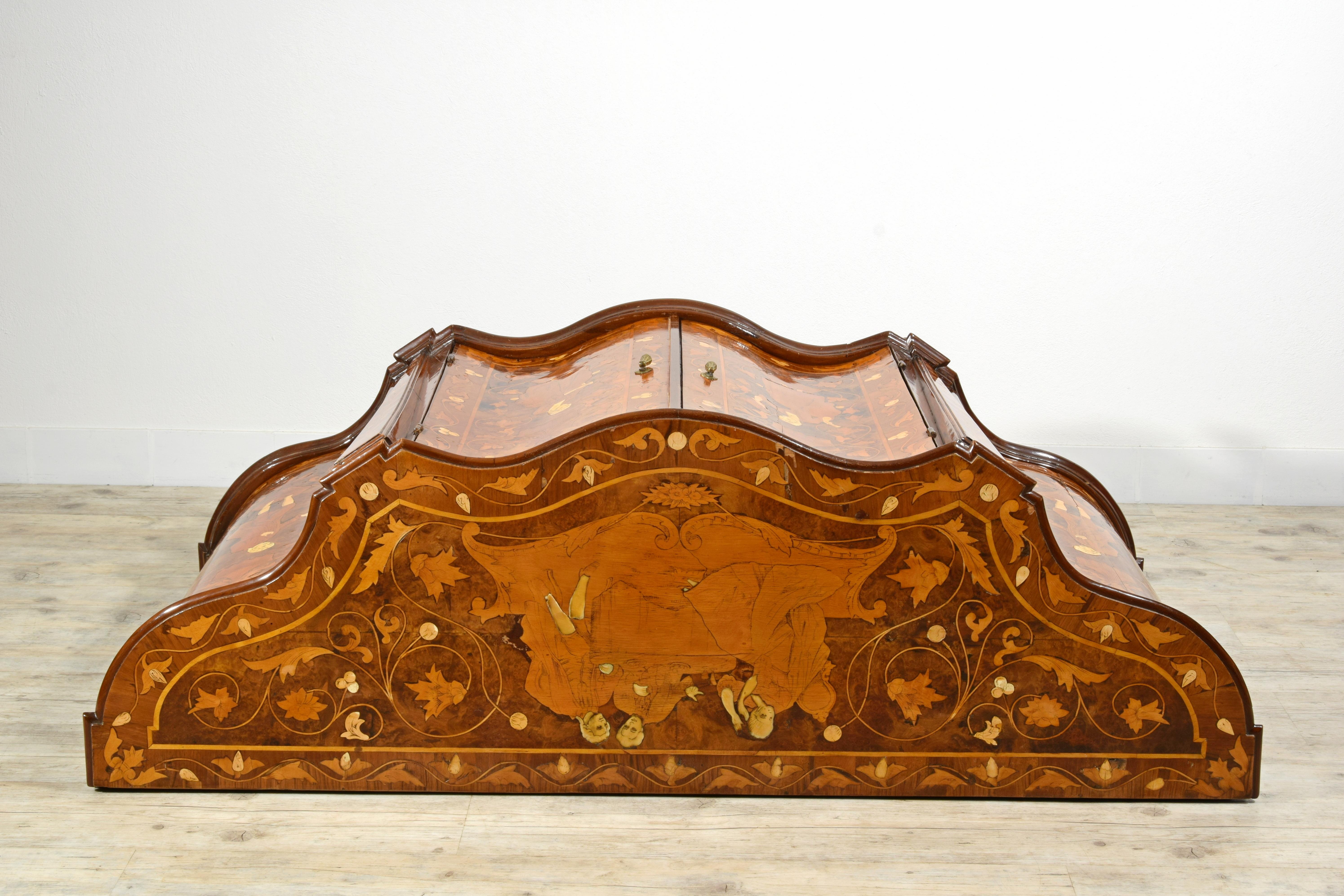 19th Century, Italian Rococo Style Inlay Wood Sideboard For Sale 17