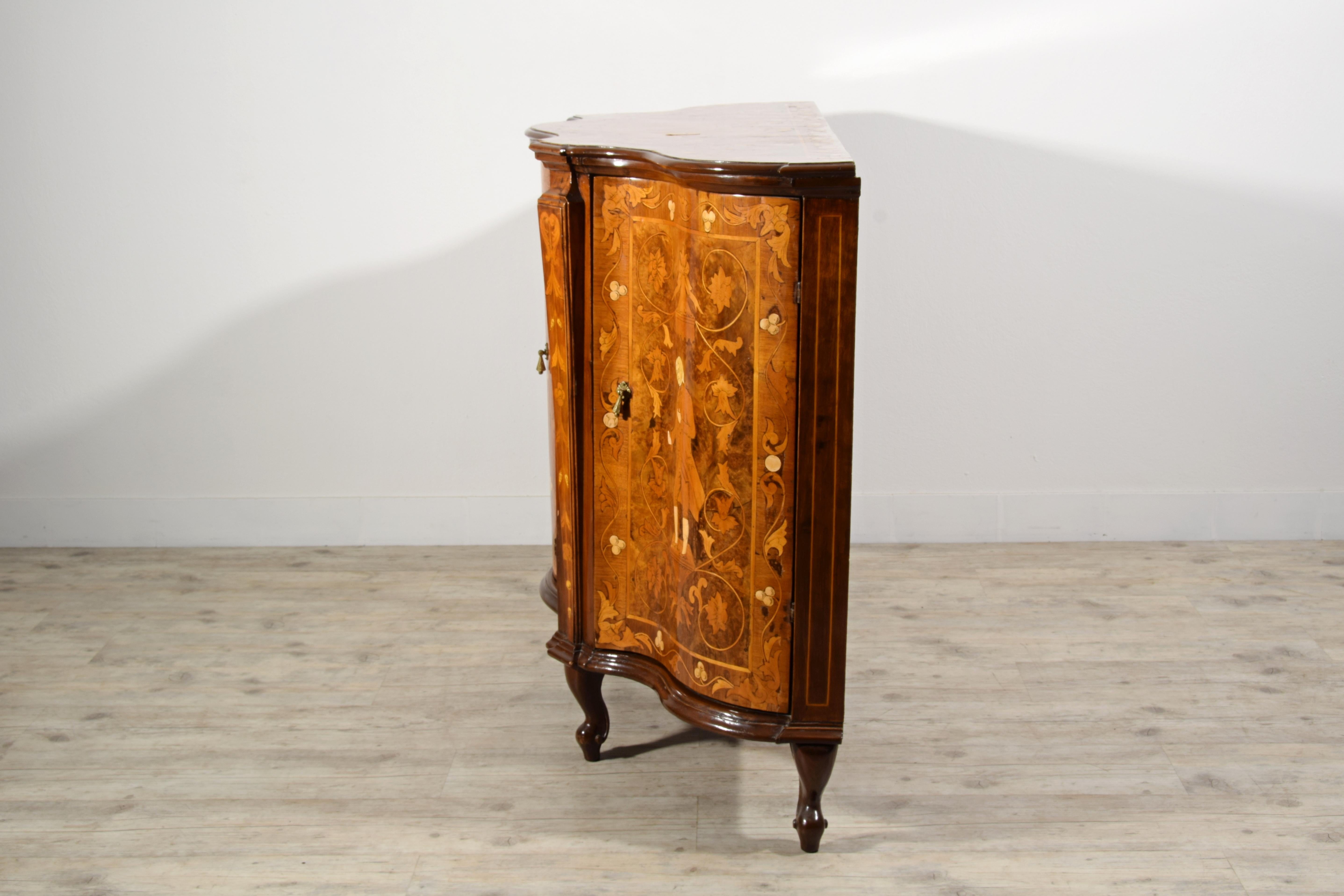 19th Century, Italian Rococo Style Inlay Wood Sideboard For Sale 5
