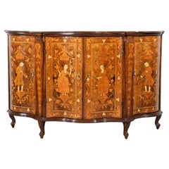 19th Century, Italian Rococo Style Inlay Wood Sideboard