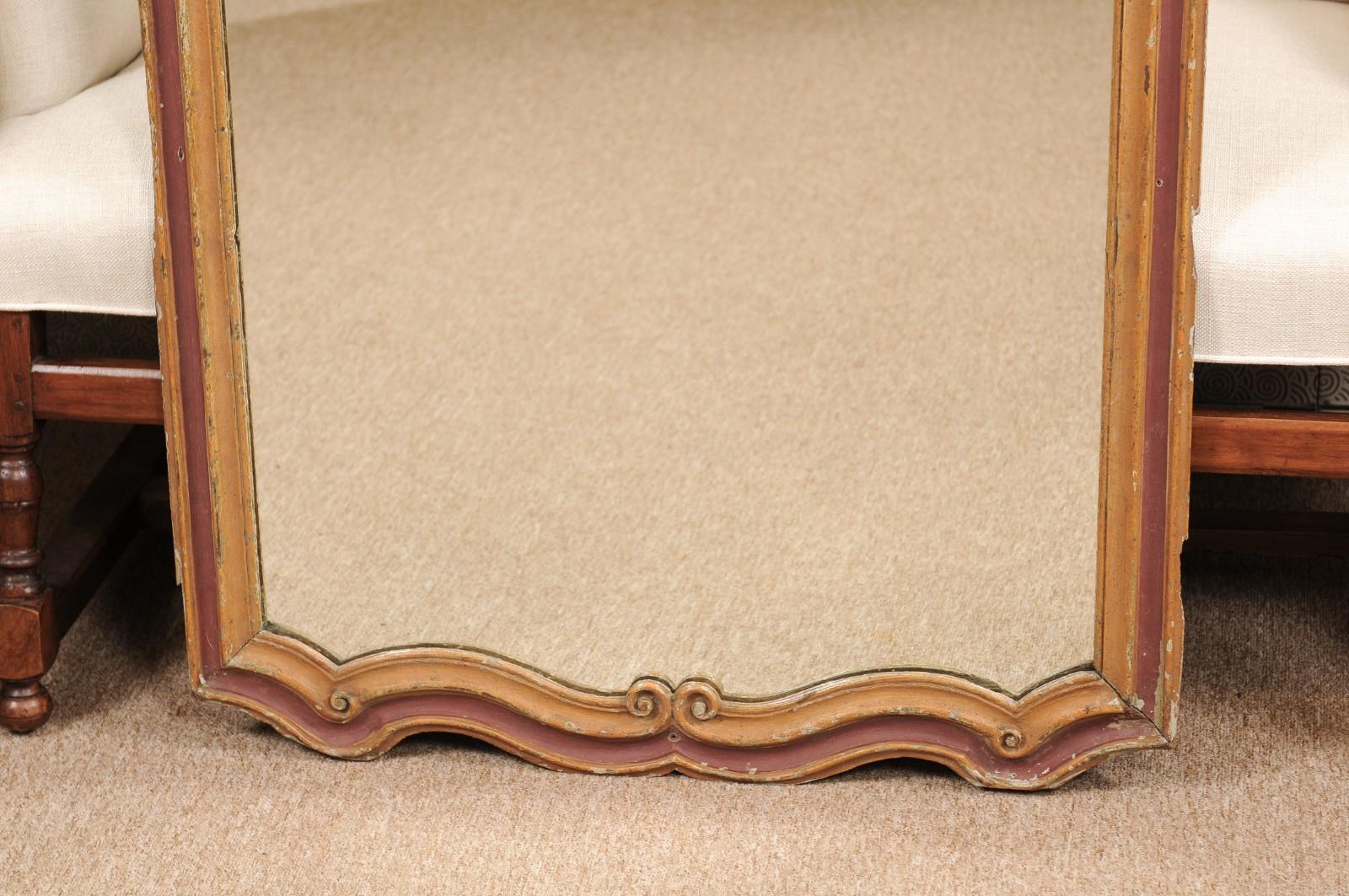 19th Century Italian Rococo Style Painted Frame with Mirror Plate For Sale 2