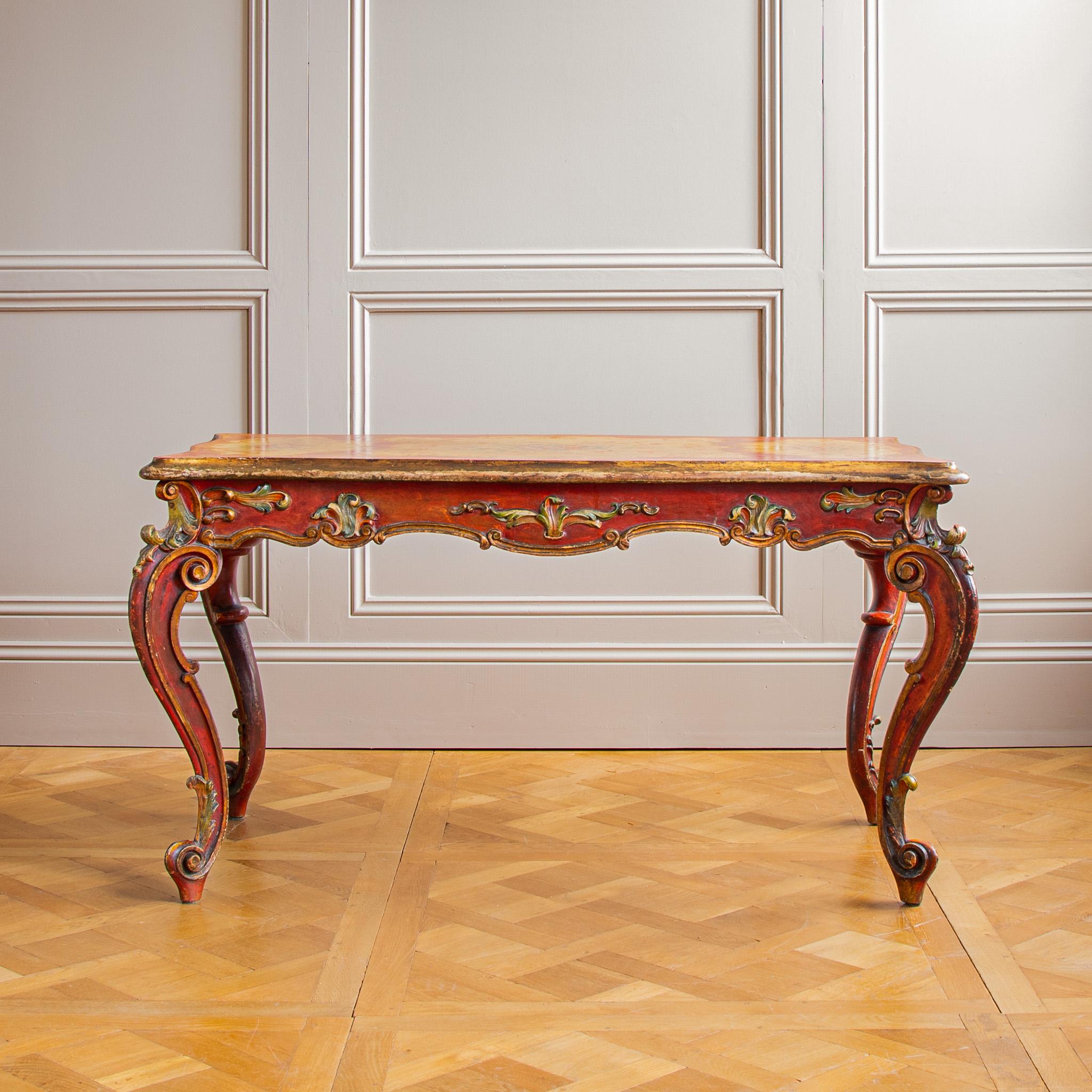  19th Century Italian Rococo Table Painted In The Venetian Style In Good Condition For Sale In London, Park Royal