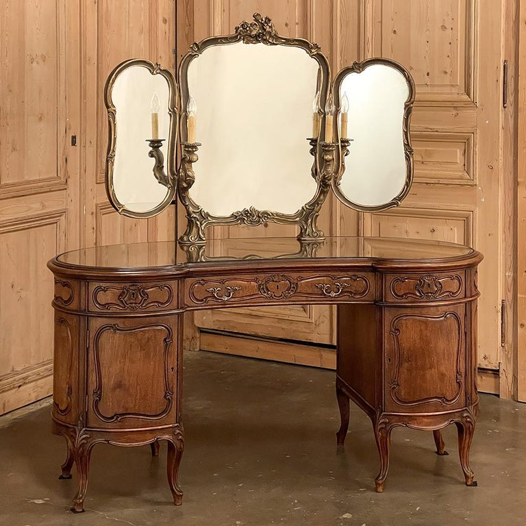 19th Century Italian Rococo Vanity with Tri-Panel Mirror For Sale at ...