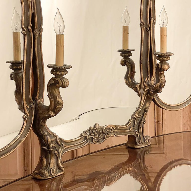 19th Century Italian Rococo Vanity with Tri-Panel Mirror For Sale at ...