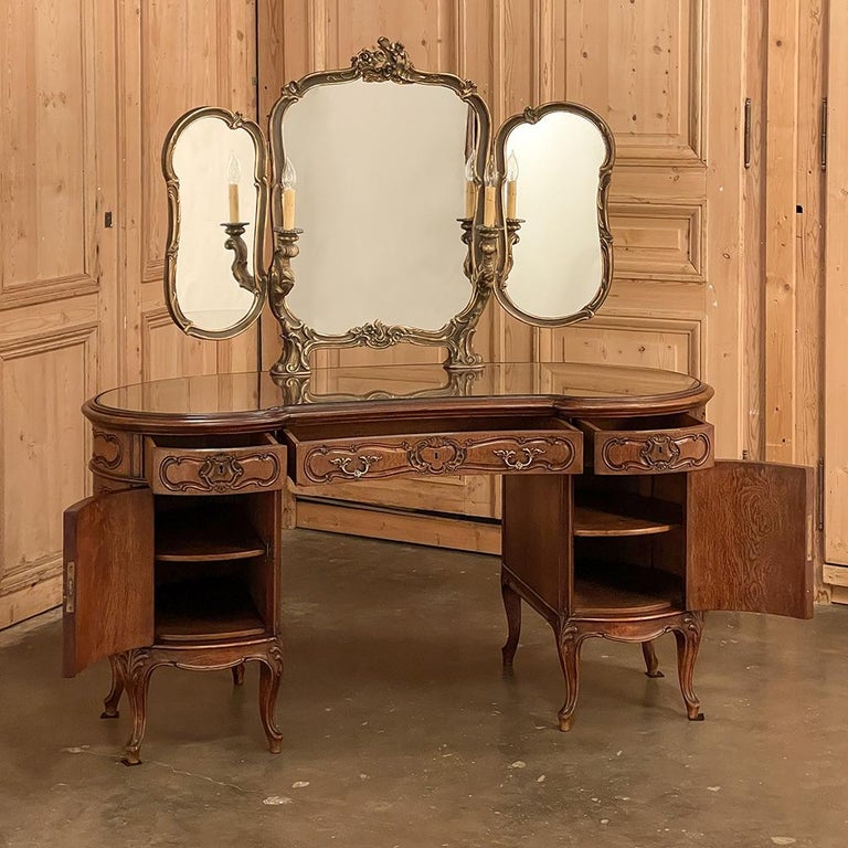 19th Century Italian Rococo Vanity with Tri-Panel Mirror For Sale at ...