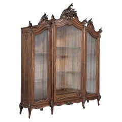 19th Century Italian Rococo Walnut Three-Door Display Bookcase ~ Armoire