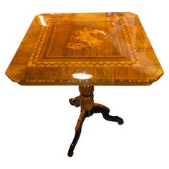 19th Century Italian Rolo Wood Walnut Inlay Table, 1860s