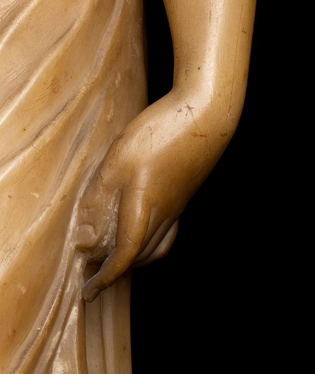 19th Century Italian Roman Neoclassic Alabaster Statue  For Sale 8