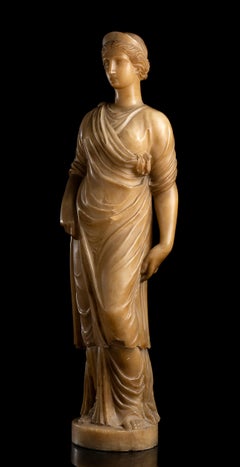 19th Century Italian Roman Neoclassic Alabaster Statue