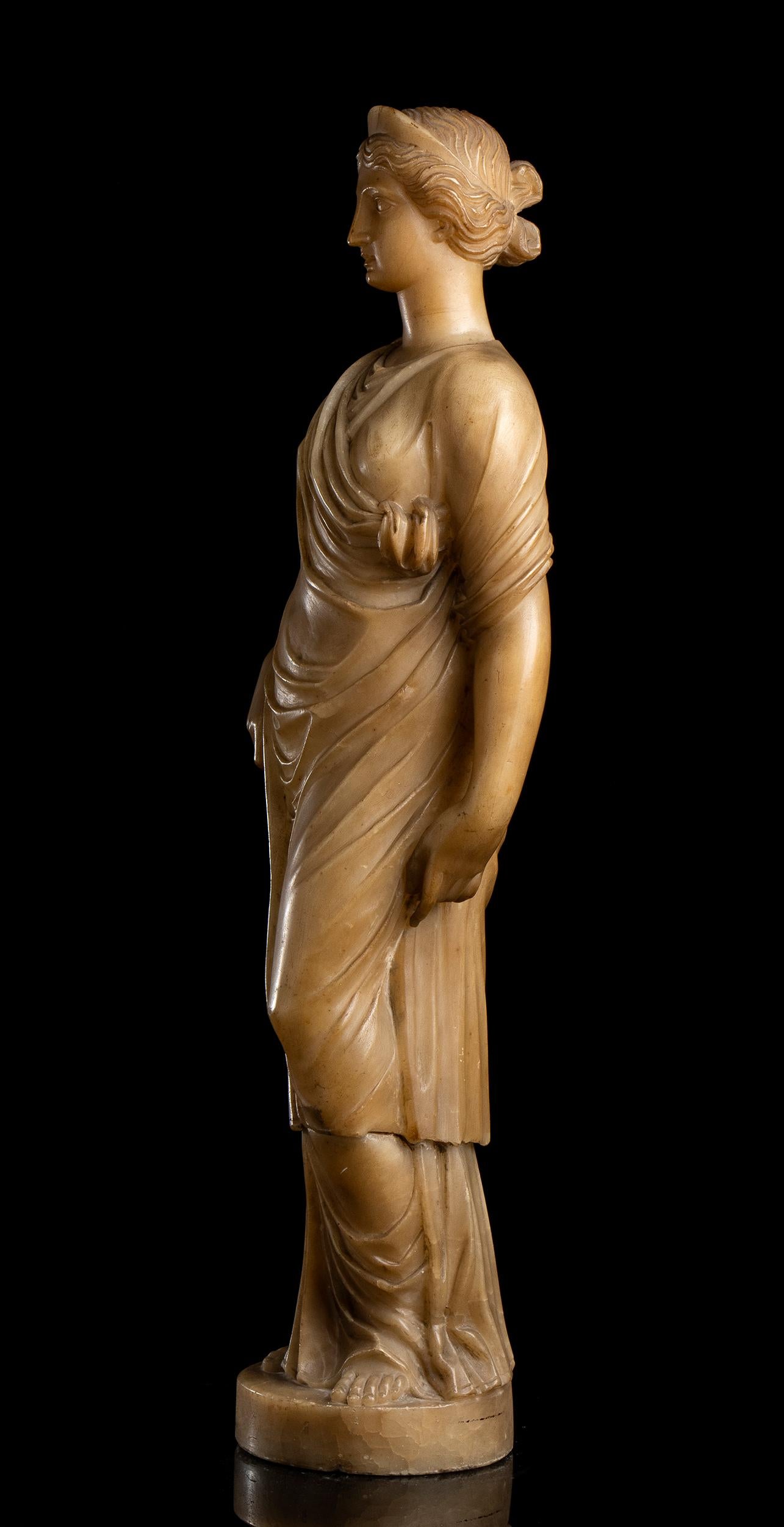 Early 19th Century 19th Century Italian Roman Neoclassic Alabaster Statue  For Sale