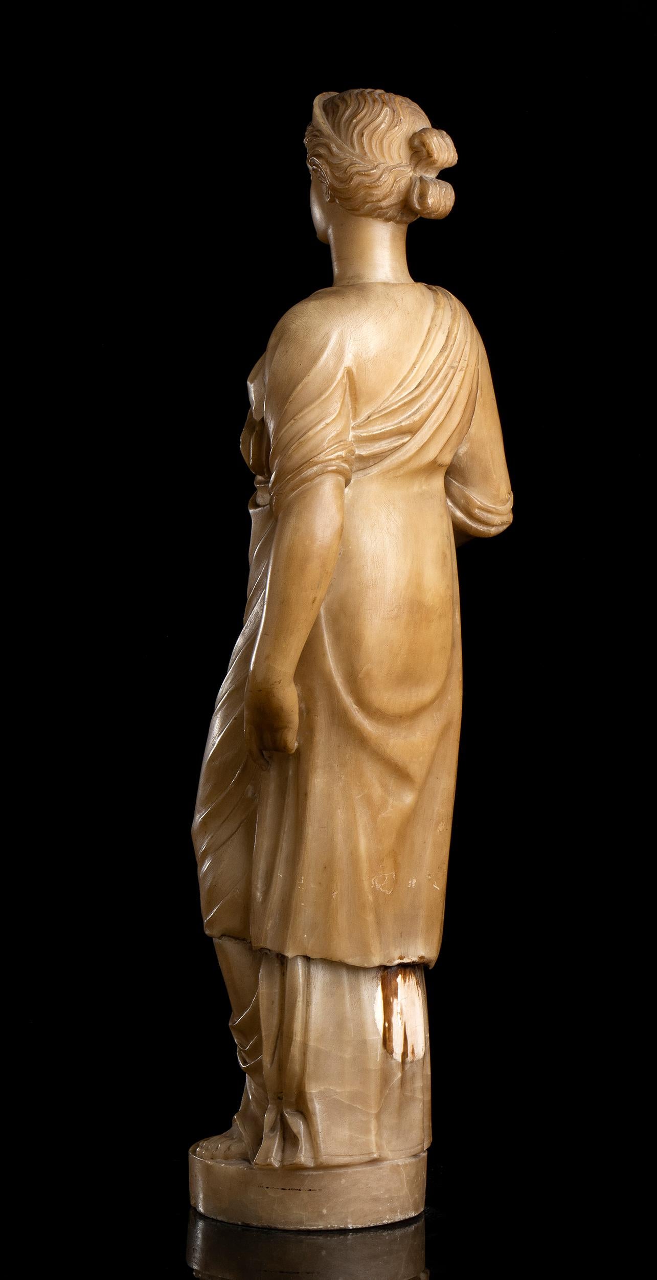 19th Century Italian Roman Neoclassic Alabaster Statue  1