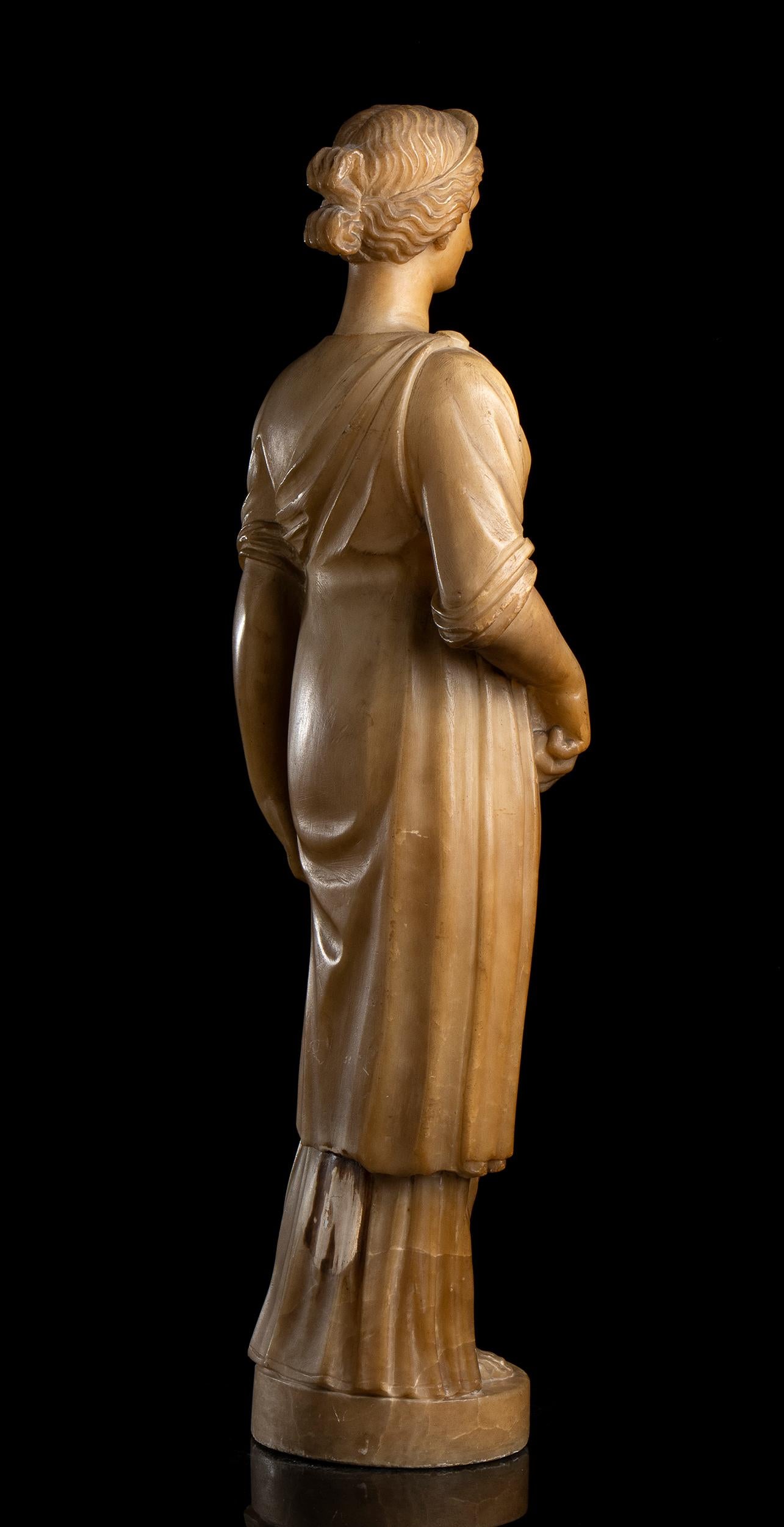 19th Century Italian Roman Neoclassic Alabaster Statue  For Sale 3