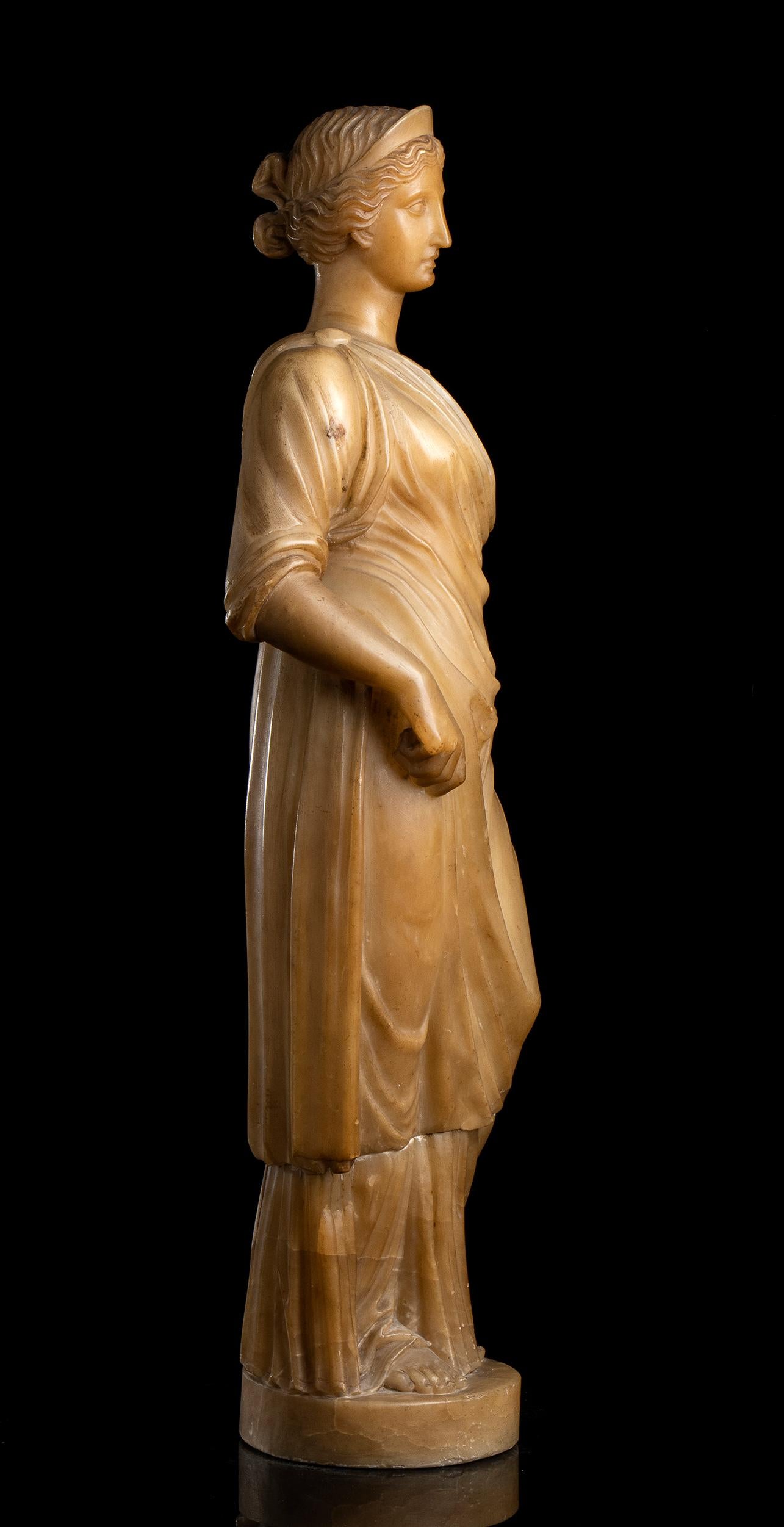 19th Century Italian Roman Neoclassic Alabaster Statue  4