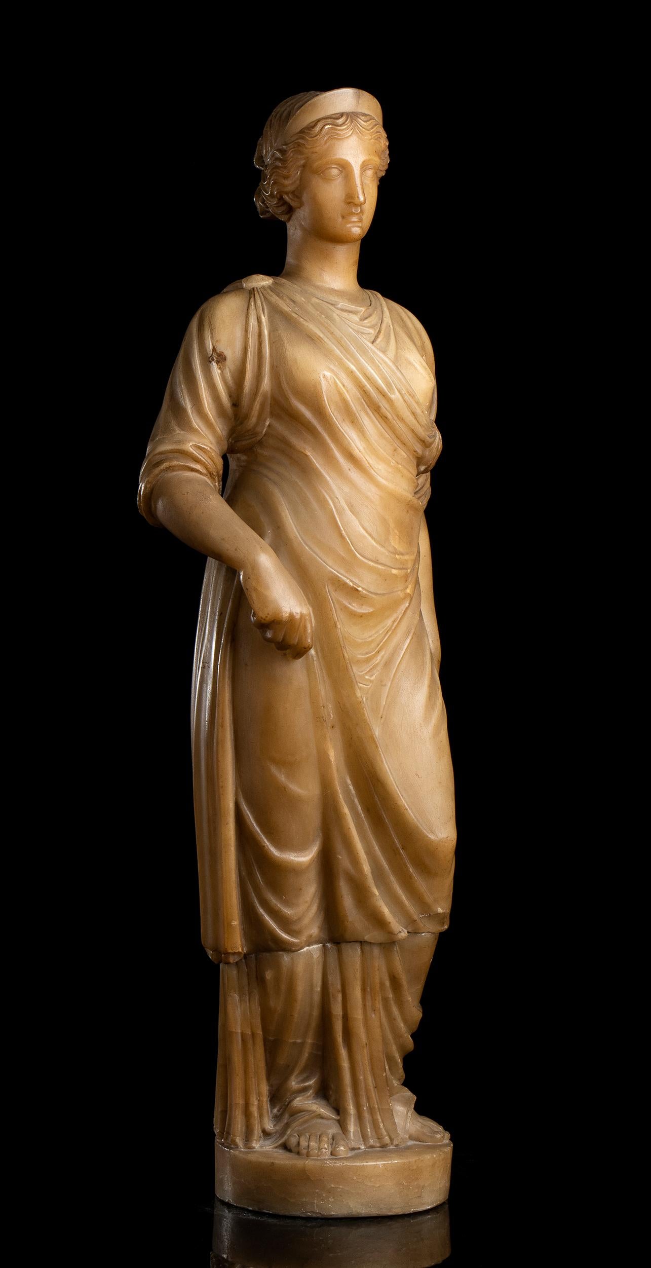 19th Century Italian Roman Neoclassic Alabaster Statue  5