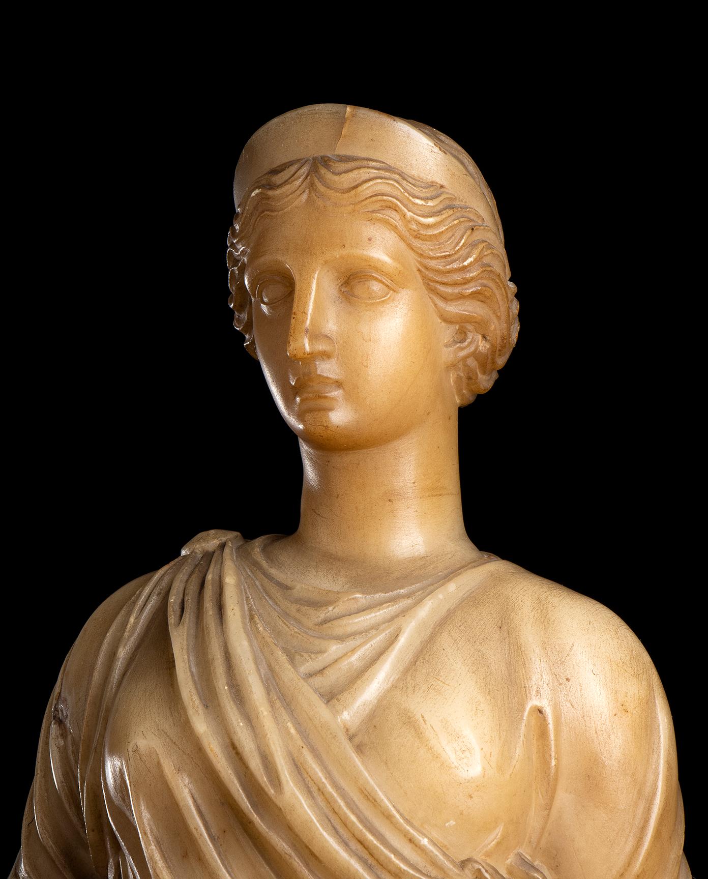 19th Century Italian Roman Neoclassic Alabaster Statue  For Sale 6