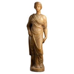 Antique 19th Century Italian Roman Neoclassic Alabaster Statue 