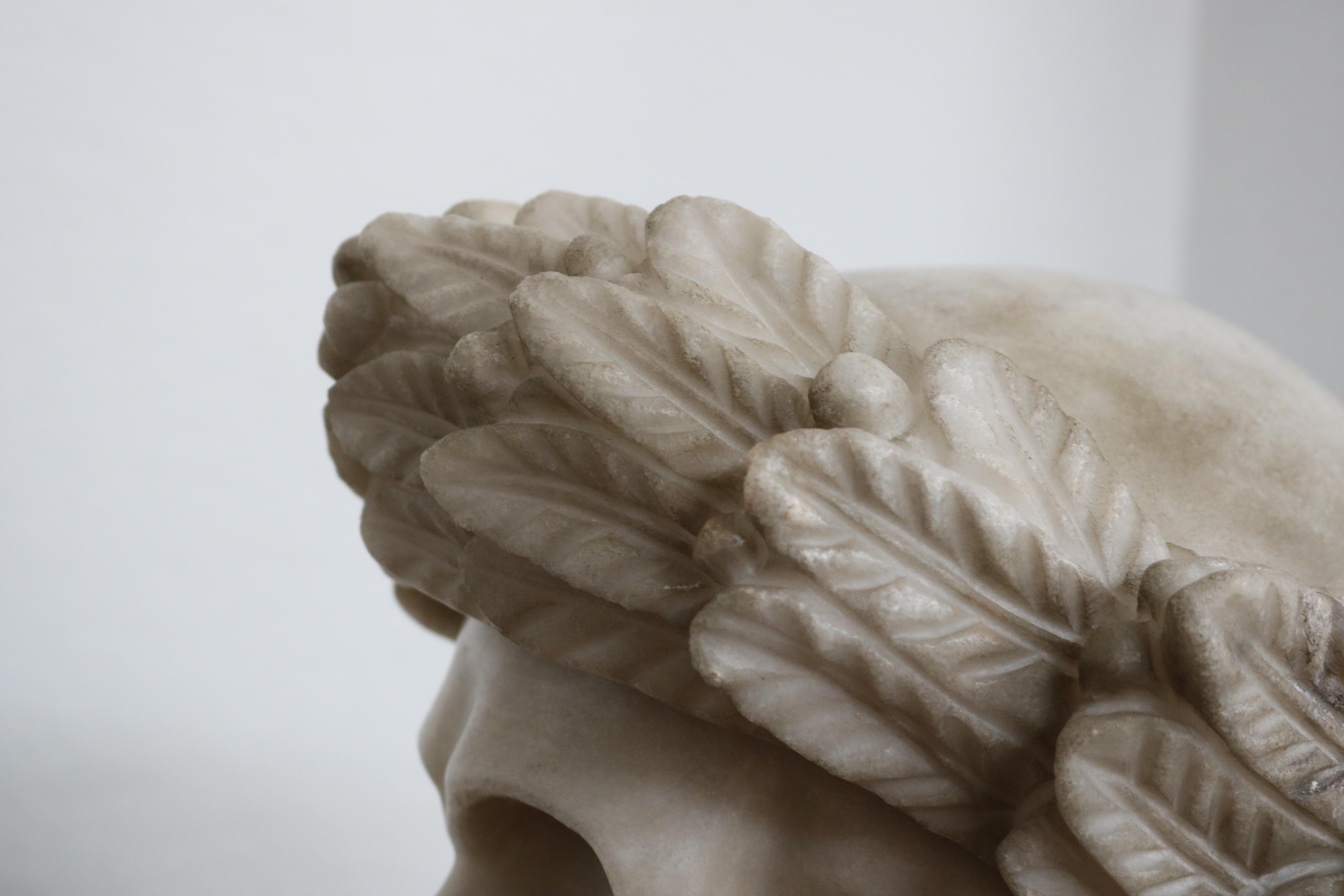 19th Century Italian Roman Vanitas Bust Renaissance Revival Memento Mori Marble For Sale 3