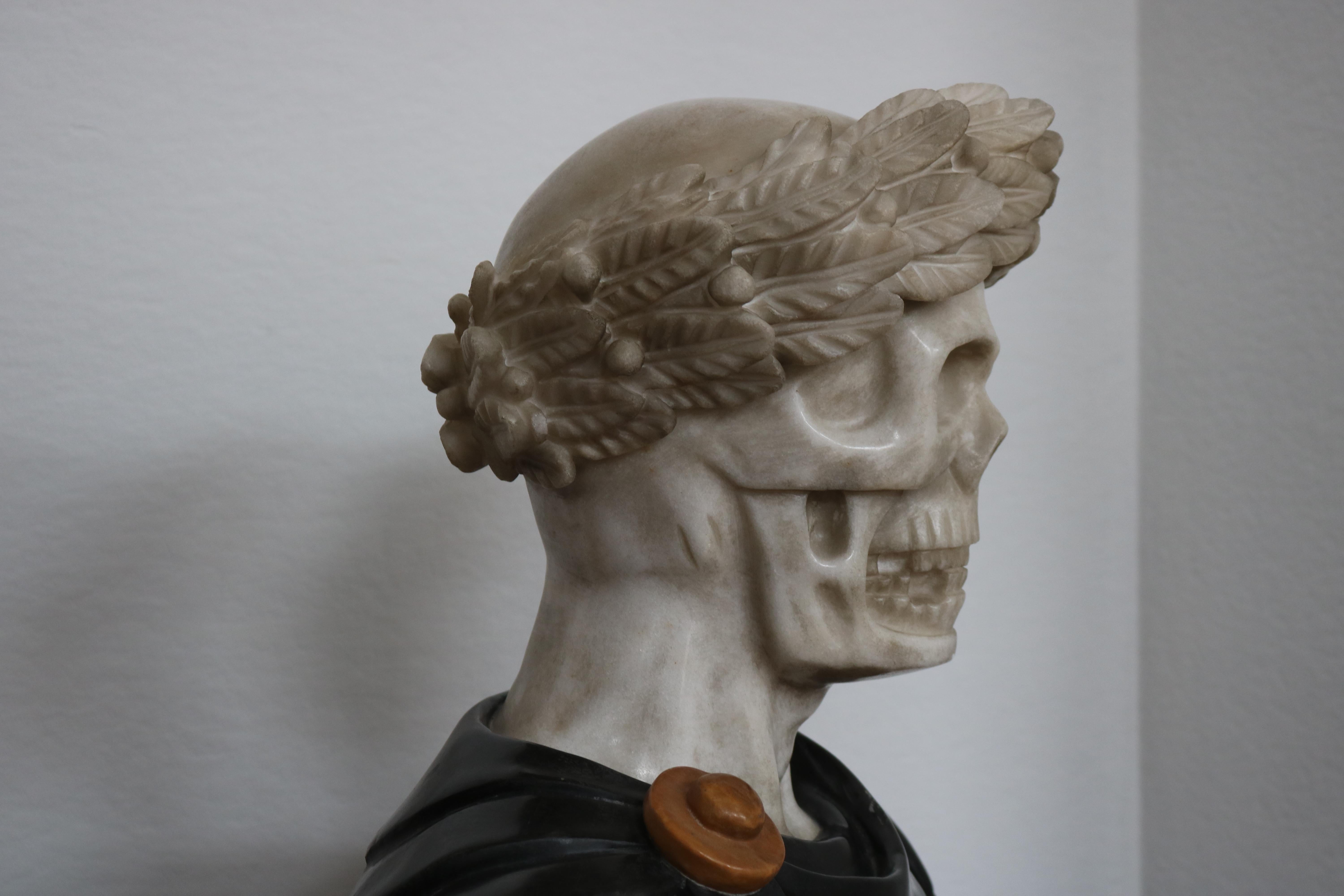 19th Century Italian Roman Vanitas Bust Renaissance Revival Memento Mori Marble For Sale 7