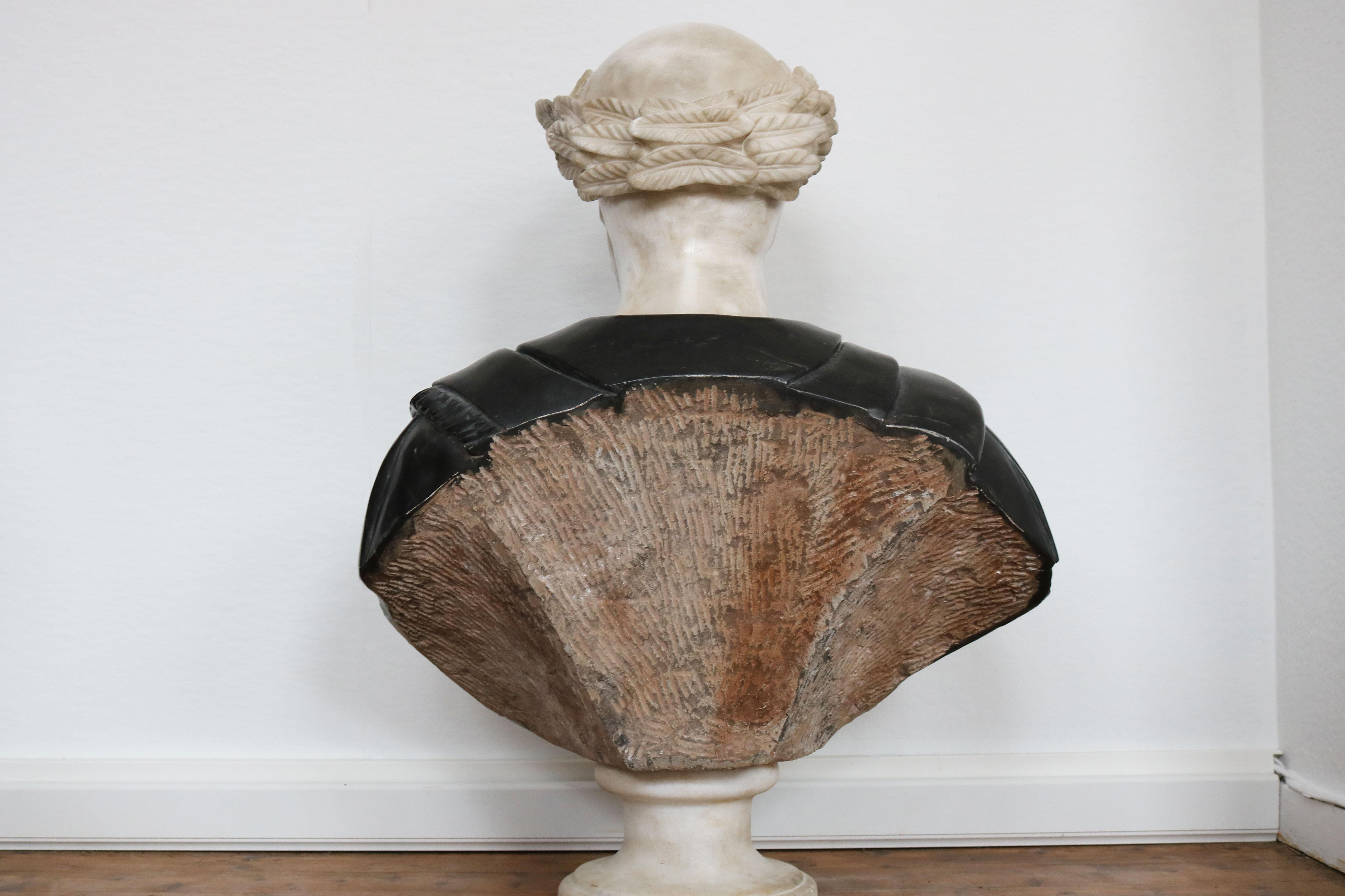 19th Century Italian Roman Vanitas Bust Renaissance Revival Memento Mori Marble For Sale 8