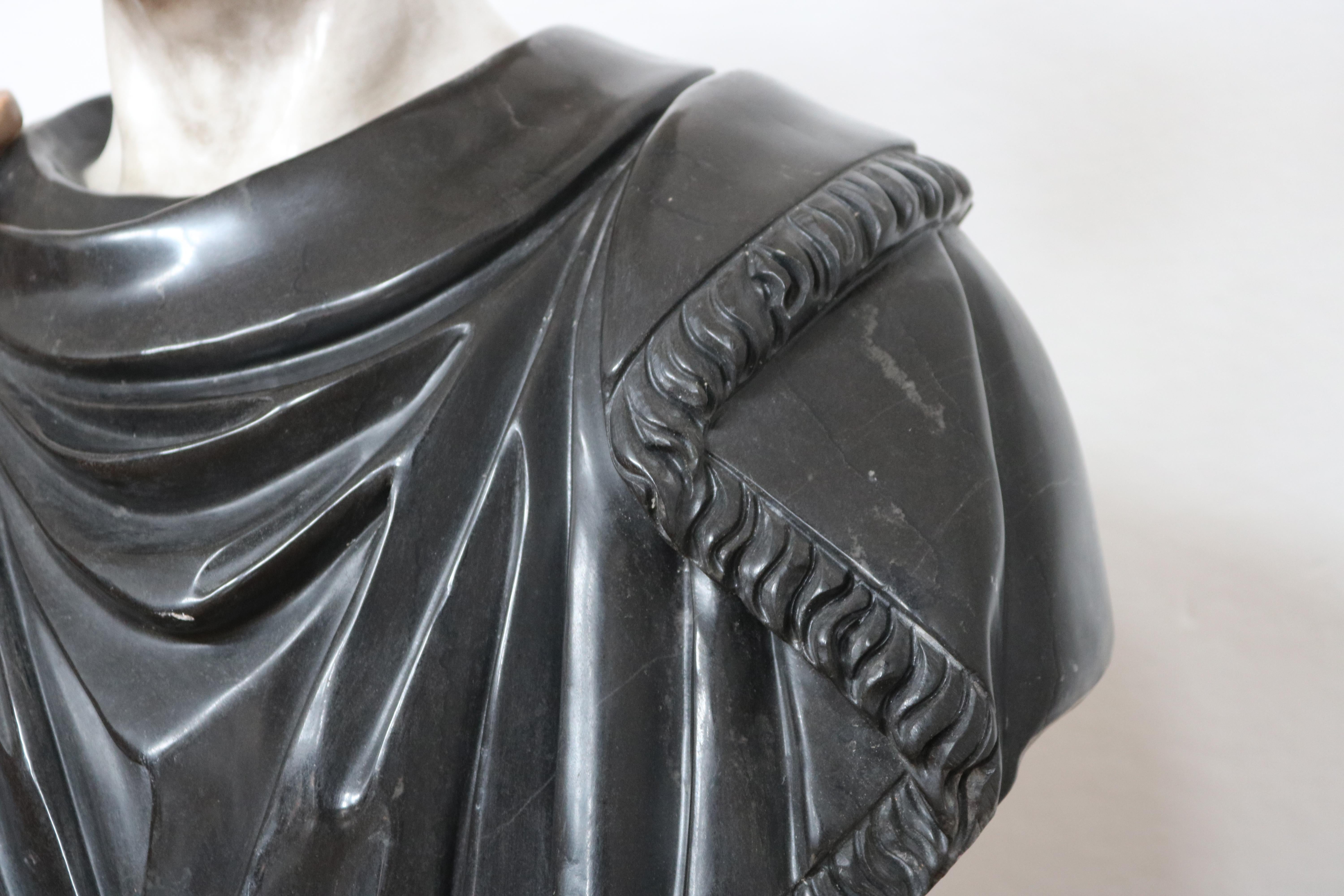 Carved 19th Century Italian Roman Vanitas Bust Renaissance Revival Memento Mori Marble For Sale