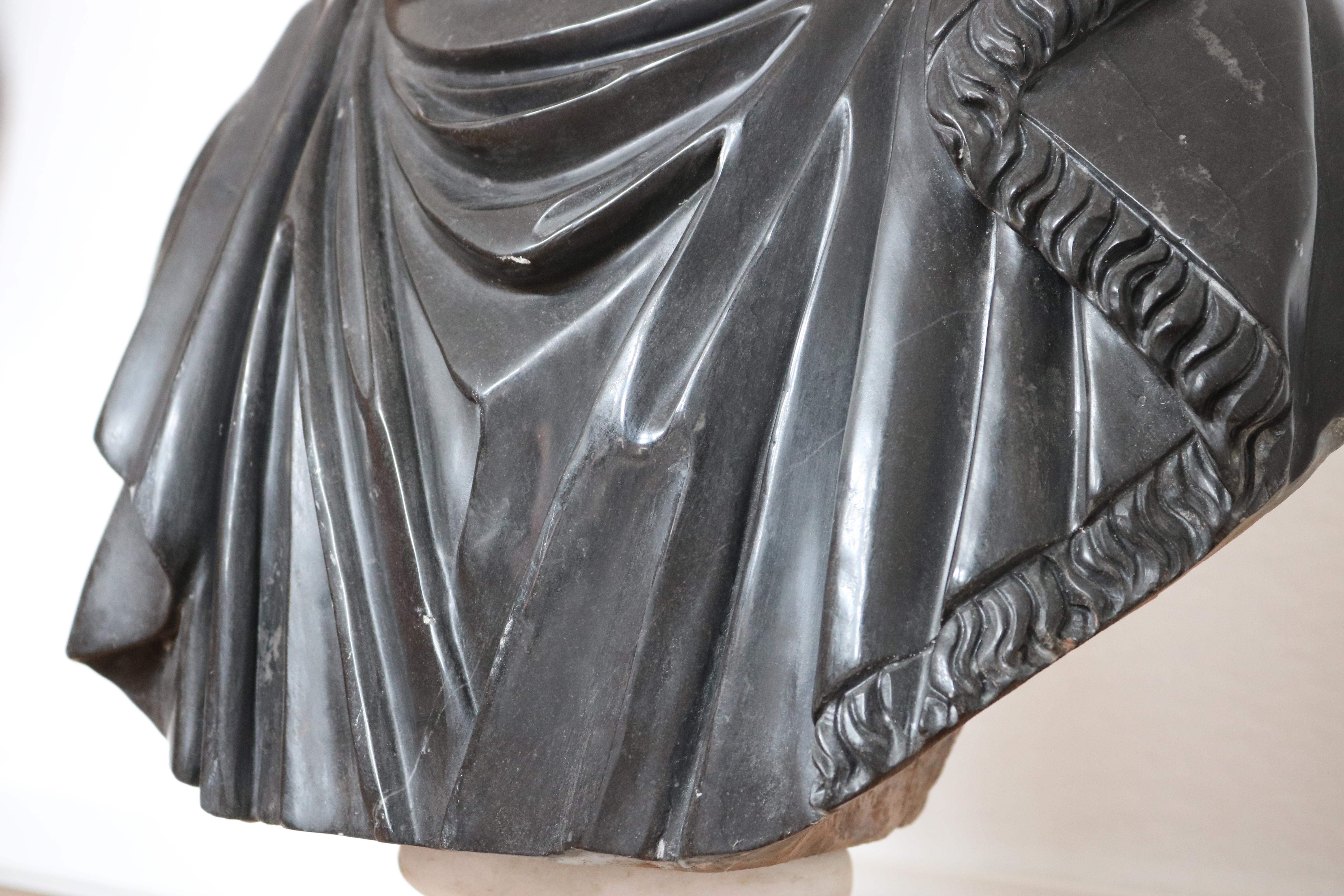 Belgian Black Marble 19th Century Italian Roman Vanitas Bust Renaissance Revival Memento Mori Marble For Sale