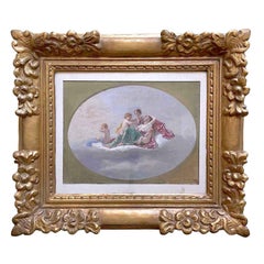 19th Century Italian Romantic Gouache Allegory of Ecstasy with Putti