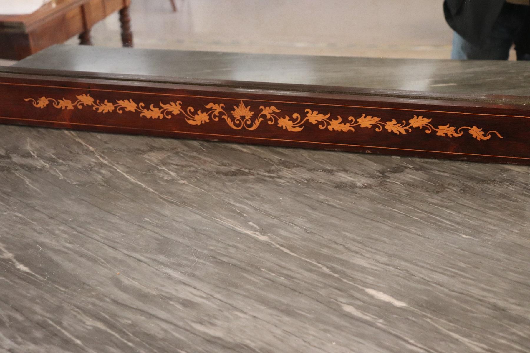 19th Century Italian Rosewood Inlay Marble Top Console Table with Mirror 8