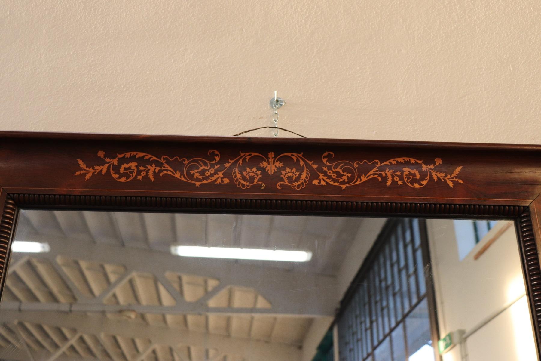 19th Century Italian Rosewood Inlay Marble Top Console Table with Mirror 12