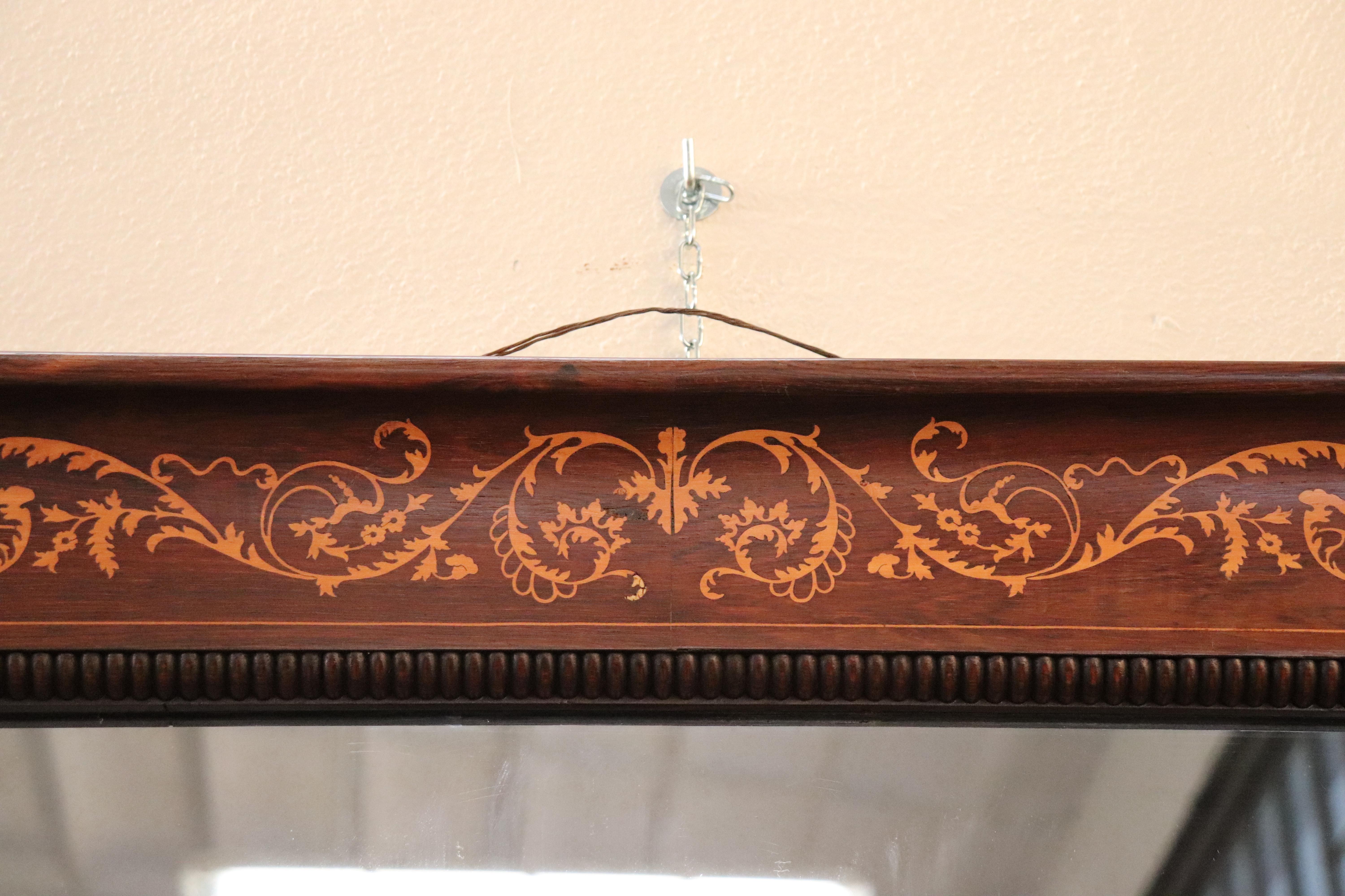 19th Century Italian Rosewood Inlay Marble Top Console Table with Mirror 13