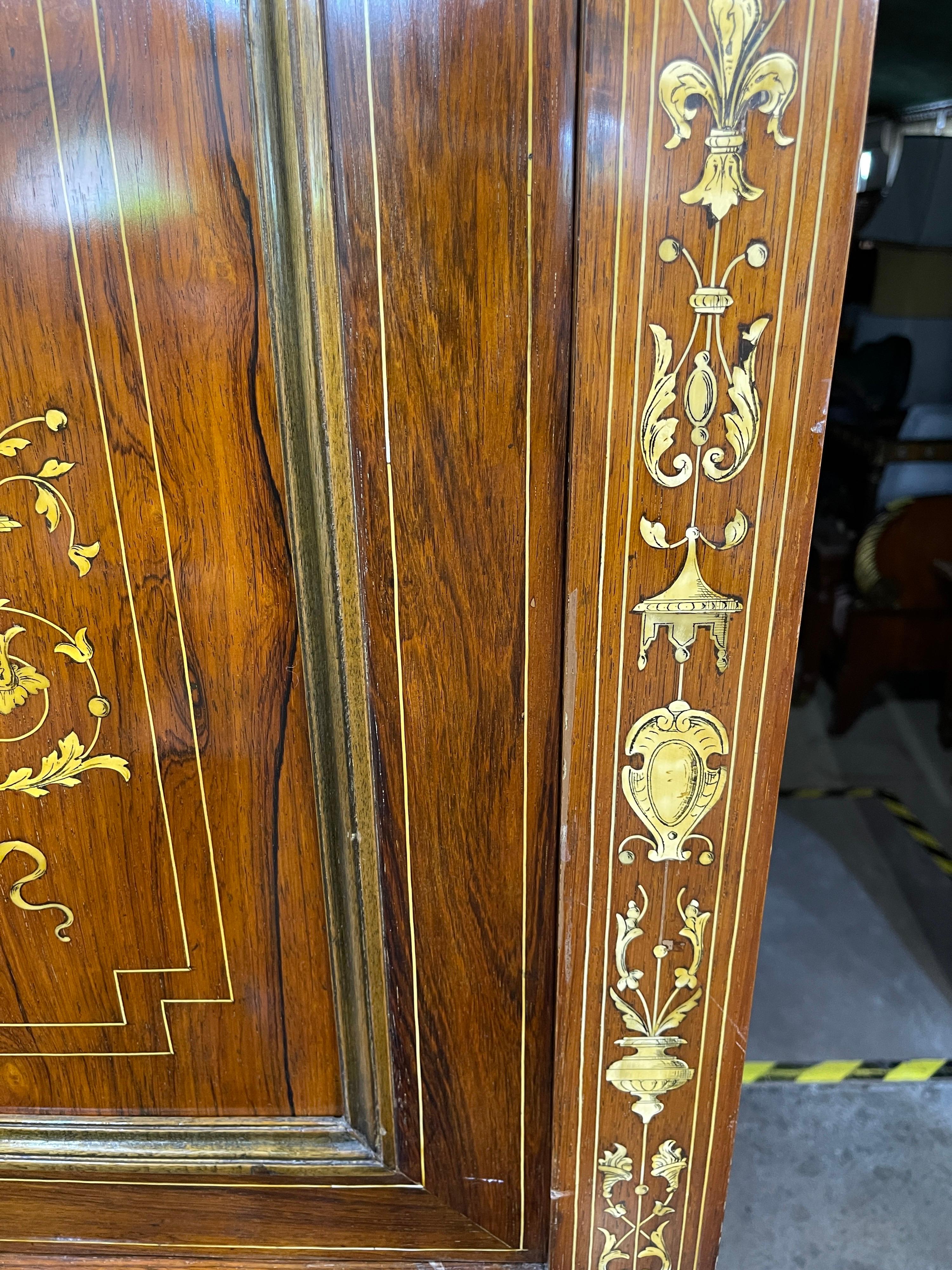 19th Century Italian Rosewood Wardrobe Vitrine, 1870s 4