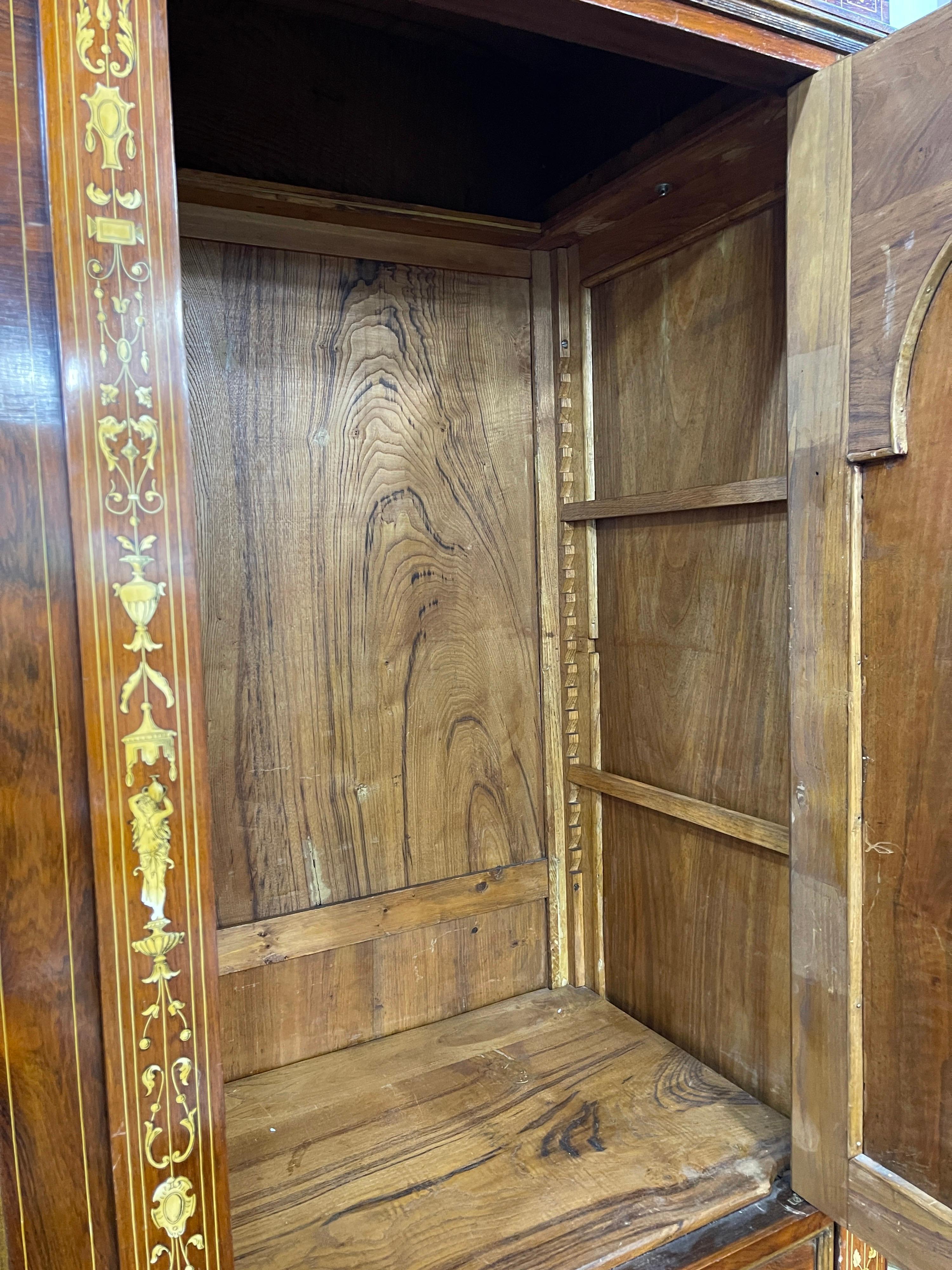 19th Century Italian Rosewood Wardrobe Vitrine, 1870s 7