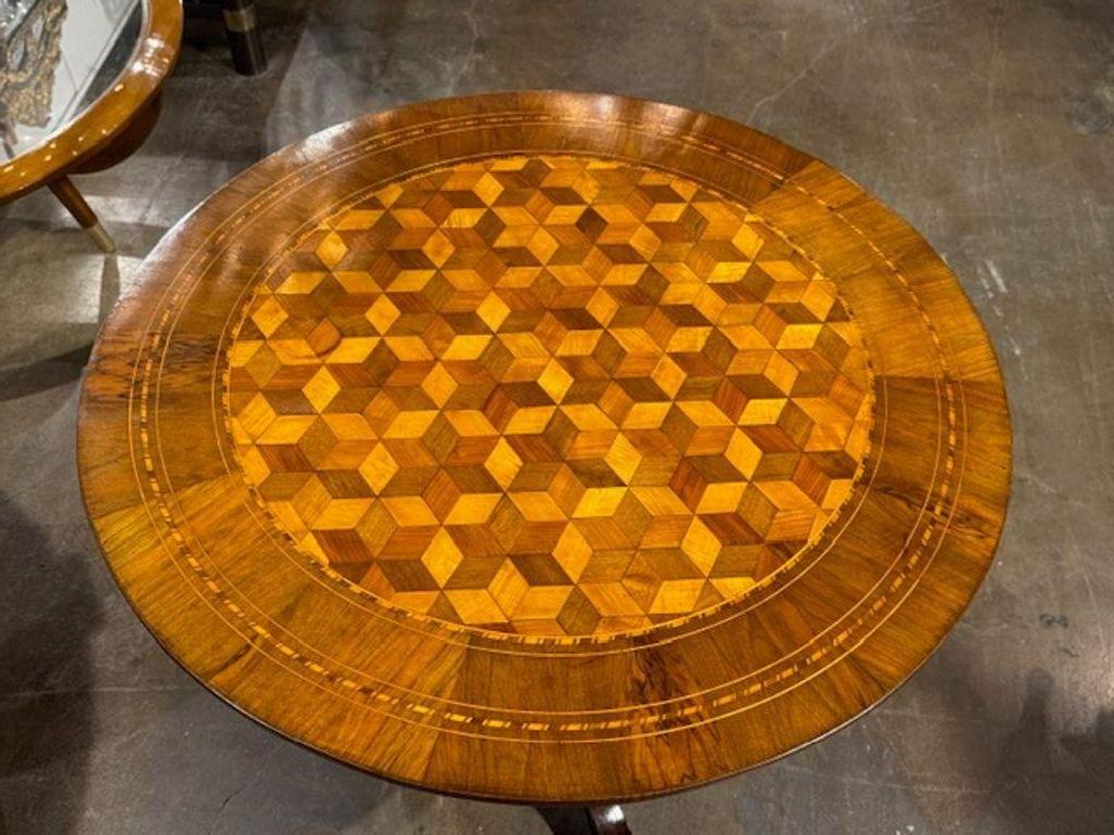 Inlay 19th Century Italian Round Inlaid Table For Sale