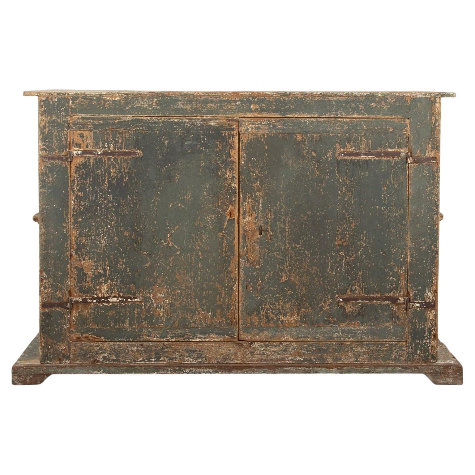 19th Century Italian Rustic Buffet with Original Grey Green Paint