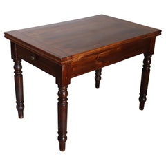 19th Century Italian Rustic Kitchen Table in Poplar Wood with Opening Top