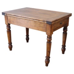 19th Century Italian Rustic Kitchen Table in Poplar Wood with Opening Top