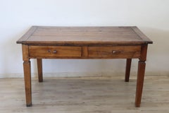 19th Century Italian Rustic Kitchen Table or Writing Table in Poplar Wood