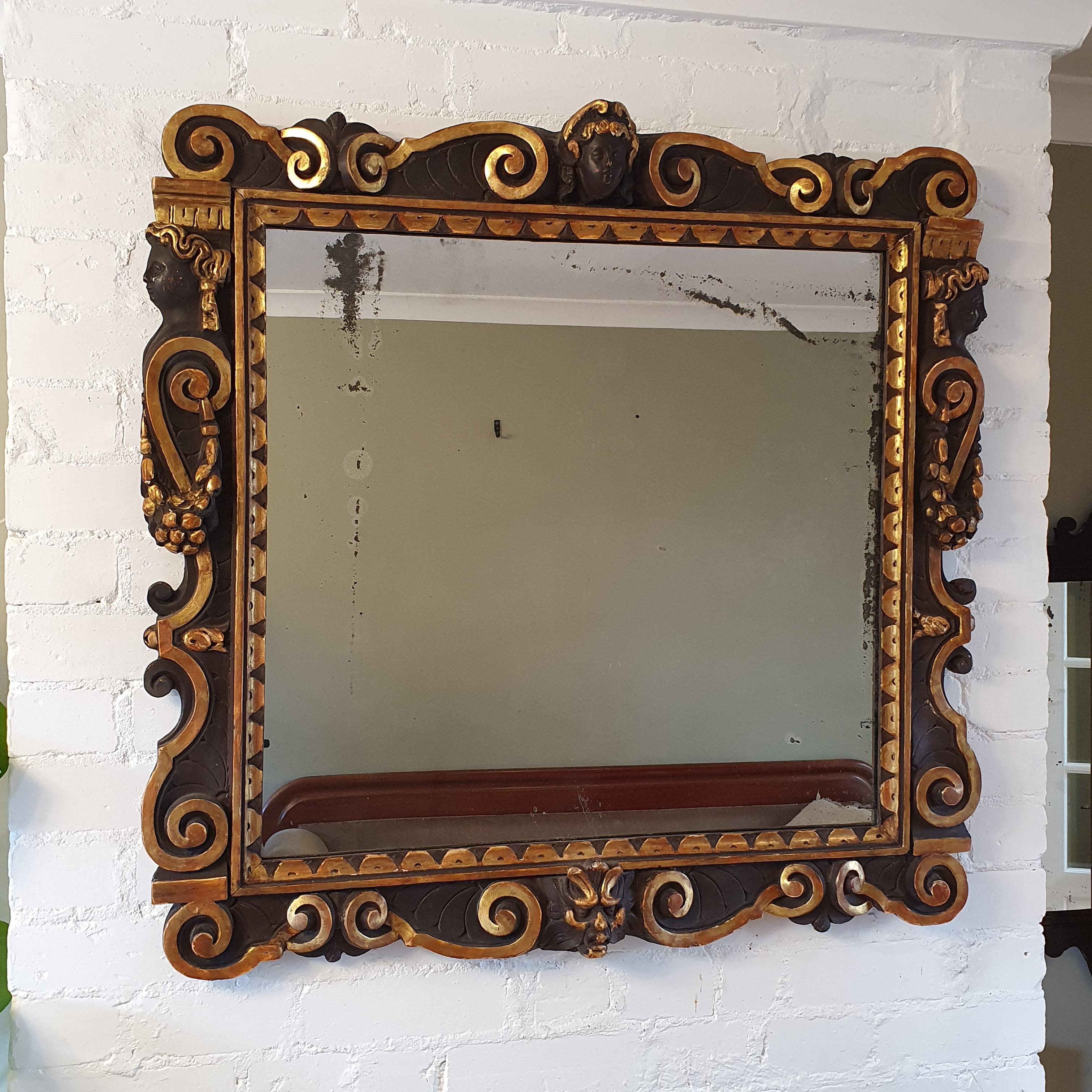 Giltwood 19th Century Italian Sansovino Style Mirror For Sale