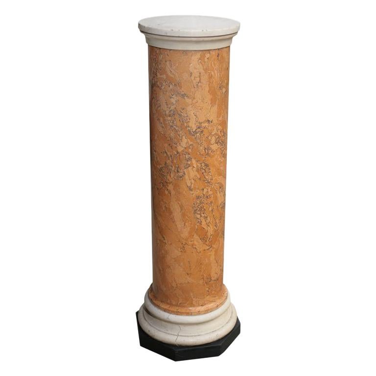 19th Century Italian Scagliola and Marble Pedestal For Sale