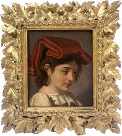Florentine Italian 19th Century Portrait of Child Beautiful Gilt Frame