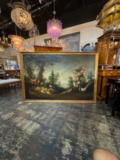 19th Century Italian School Oil on Canvas Painting of Birds