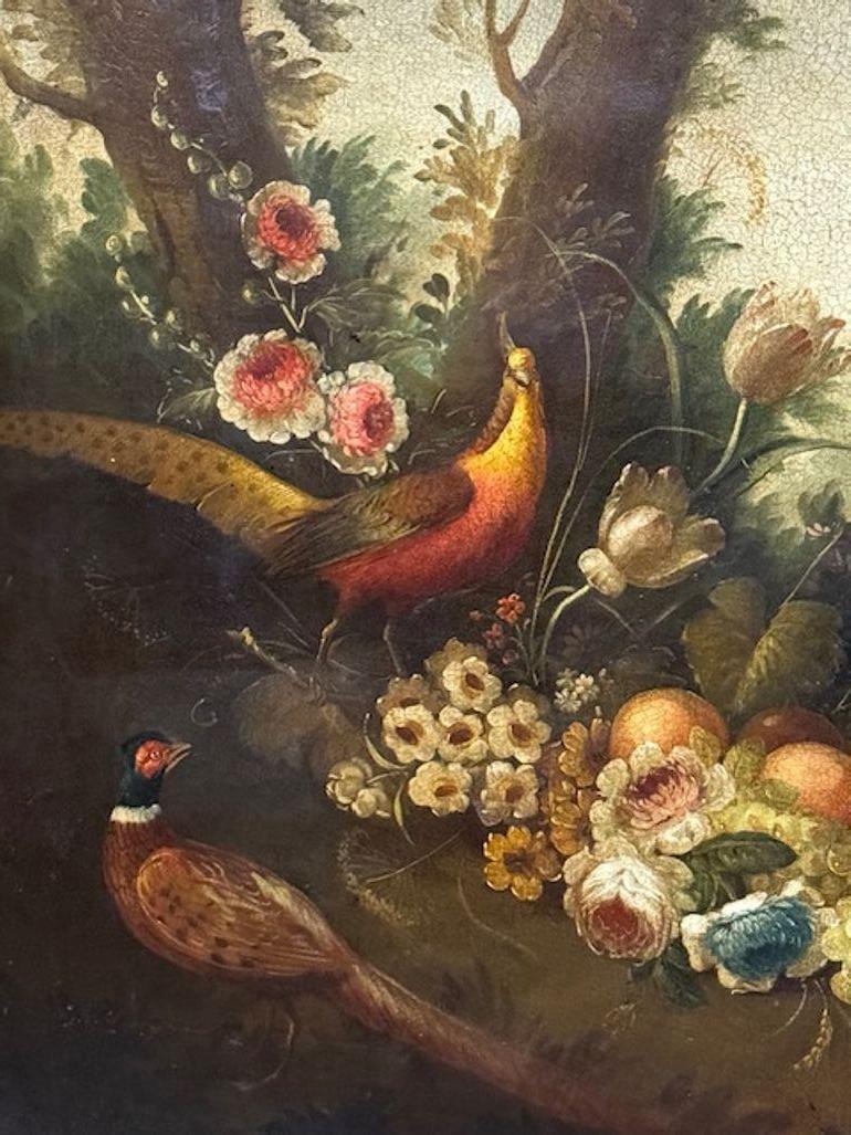 Dipinto a mano Pittura di uccelli su tela di scuola italiana del XIX secolo in vendita
