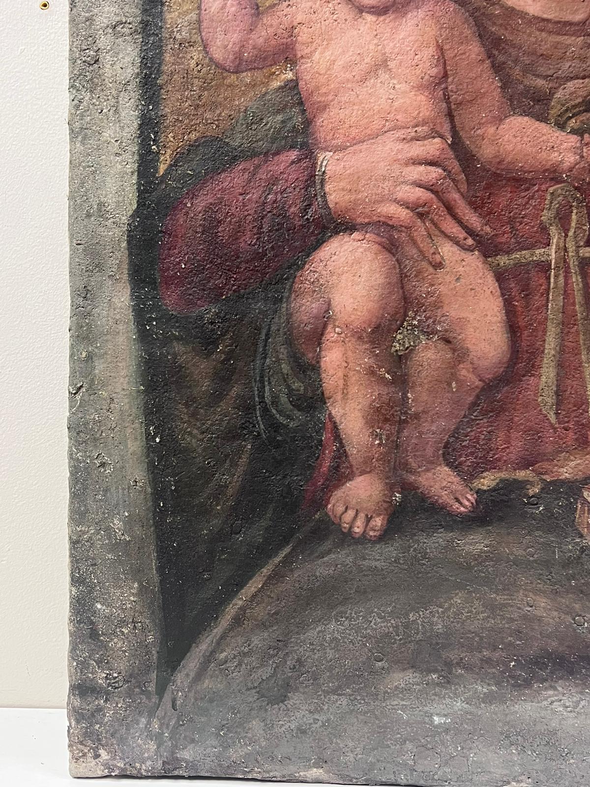 Italienisches Gemälde Madonna & Kind Tender Embrace im Renaissance-Stil, Altmeister im Angebot 2