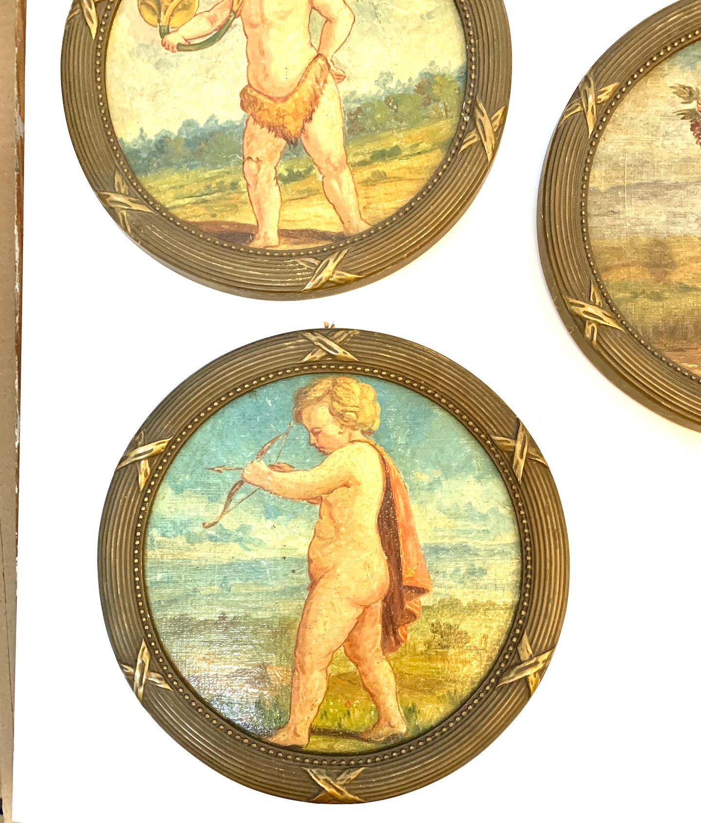 Set of Five late 19th century Italian or French portraits of Putti or Angels - Old Masters Painting by 19th century Italian School